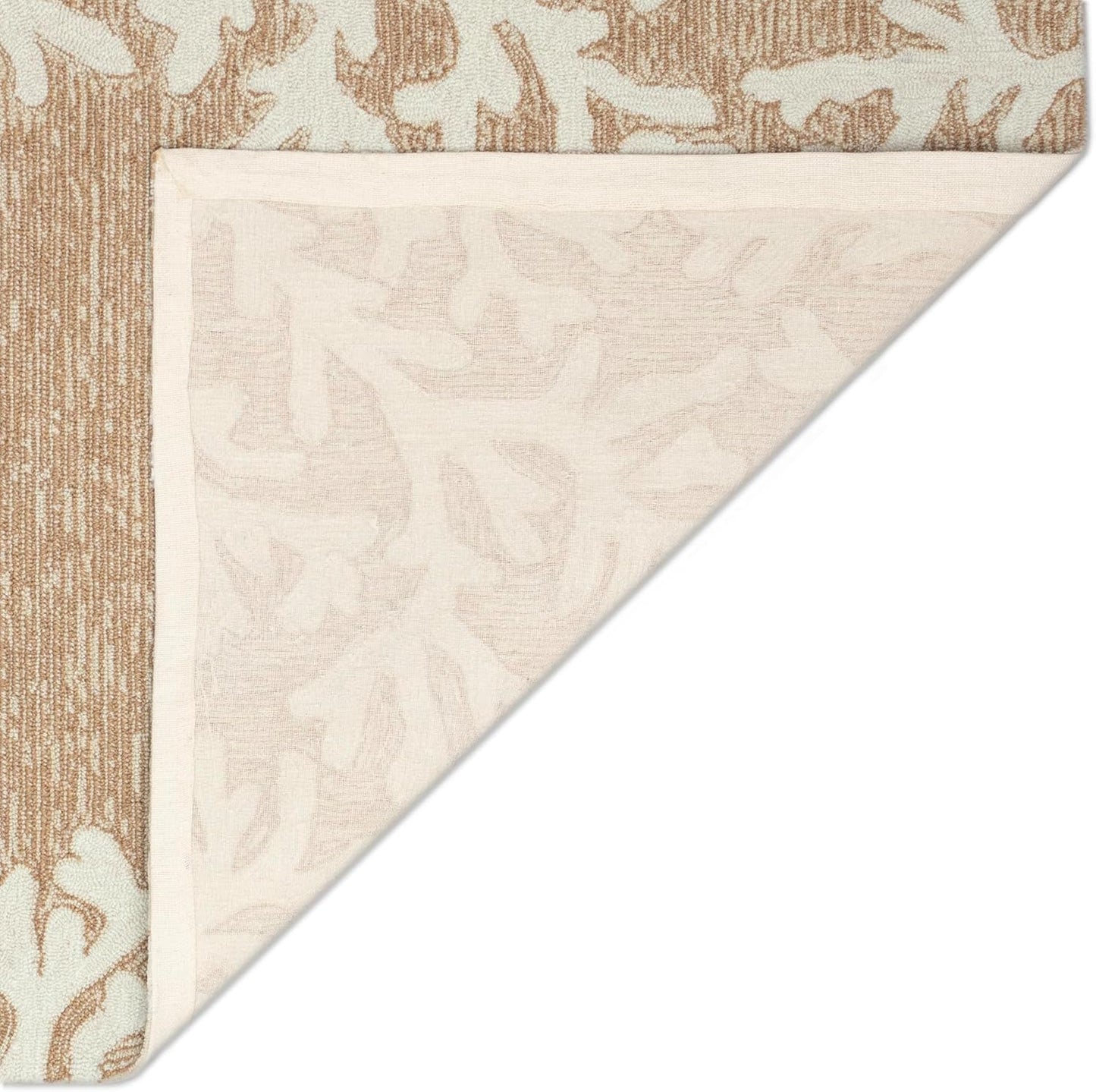 Liora Manne CAPRI Indoor/Outdoor Handmade Synthetic Blend Durable Area Rug - Traditional Border Coastal Beach Accent (Coral Border Neutral) (5' x 7'6")