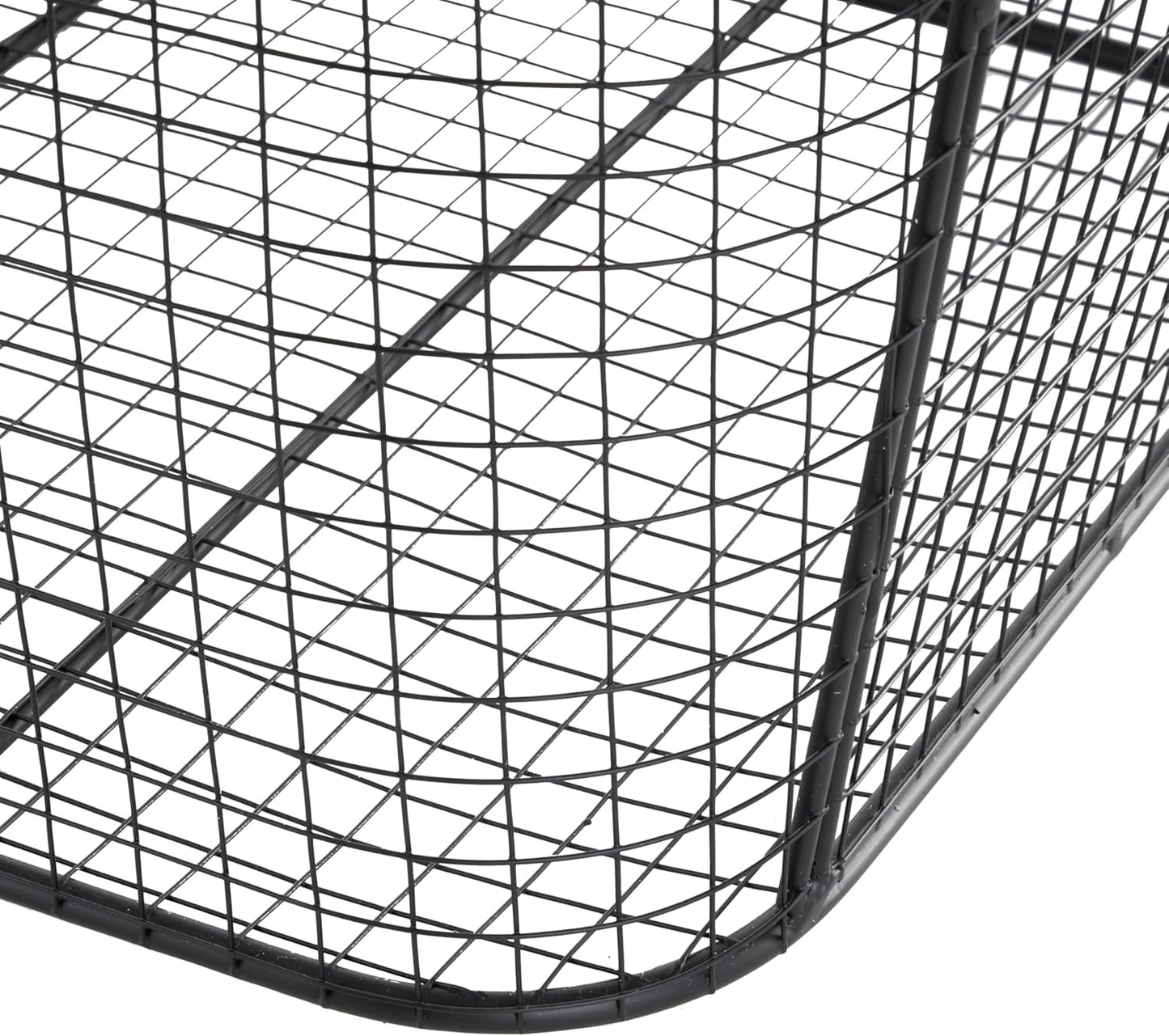 Deco 79 Metal Large Open Frame Wire Grid Storage Basket with Curved Sides and Ring Handles, 30" x 20" x 20", Black