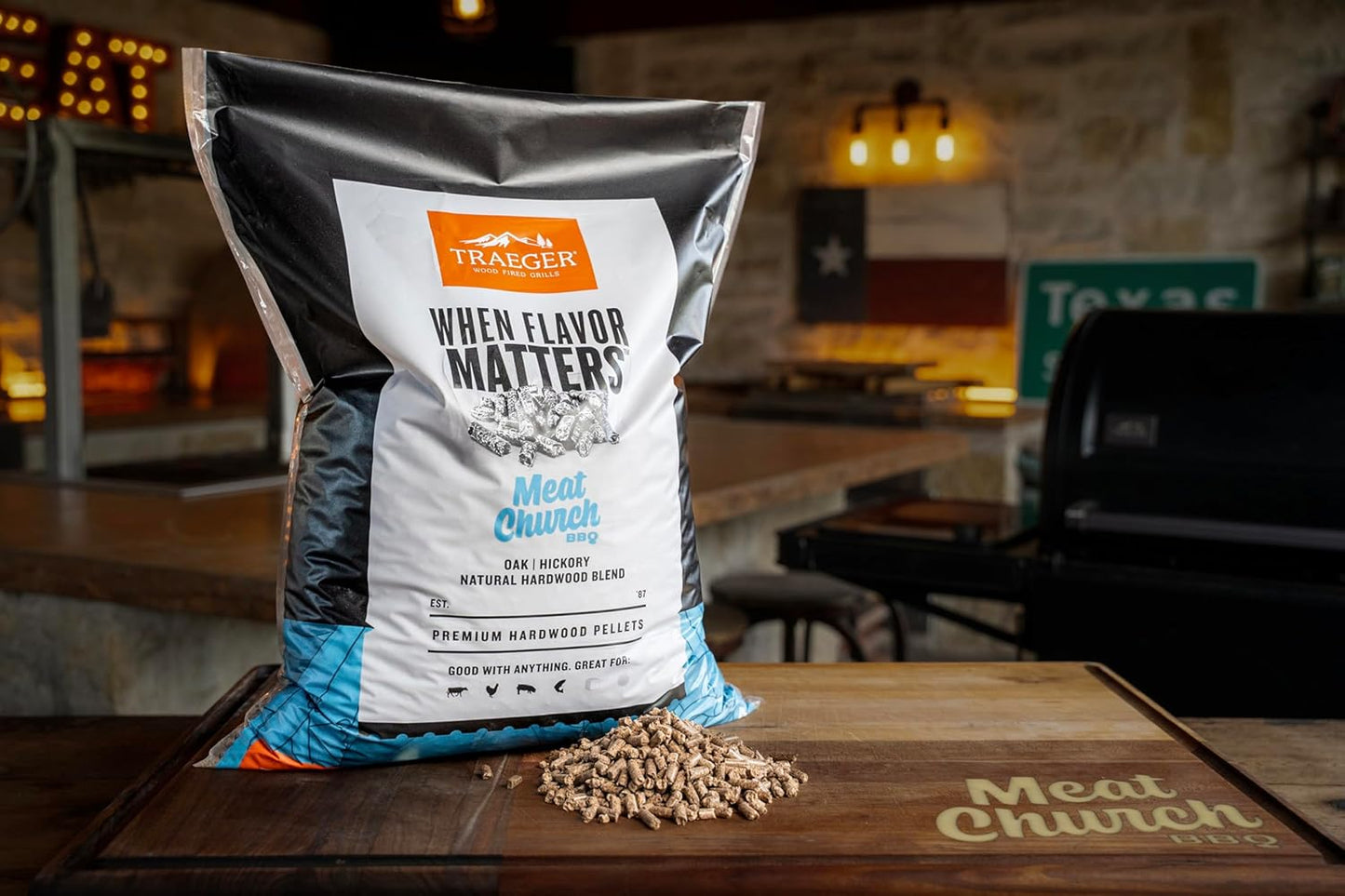 Traeger Grills Meat Church Blend 100% All-Natural Wood Pellets for Smokers and Pellet Grills, BBQ, Bake, Roast, 18 lb. Bag