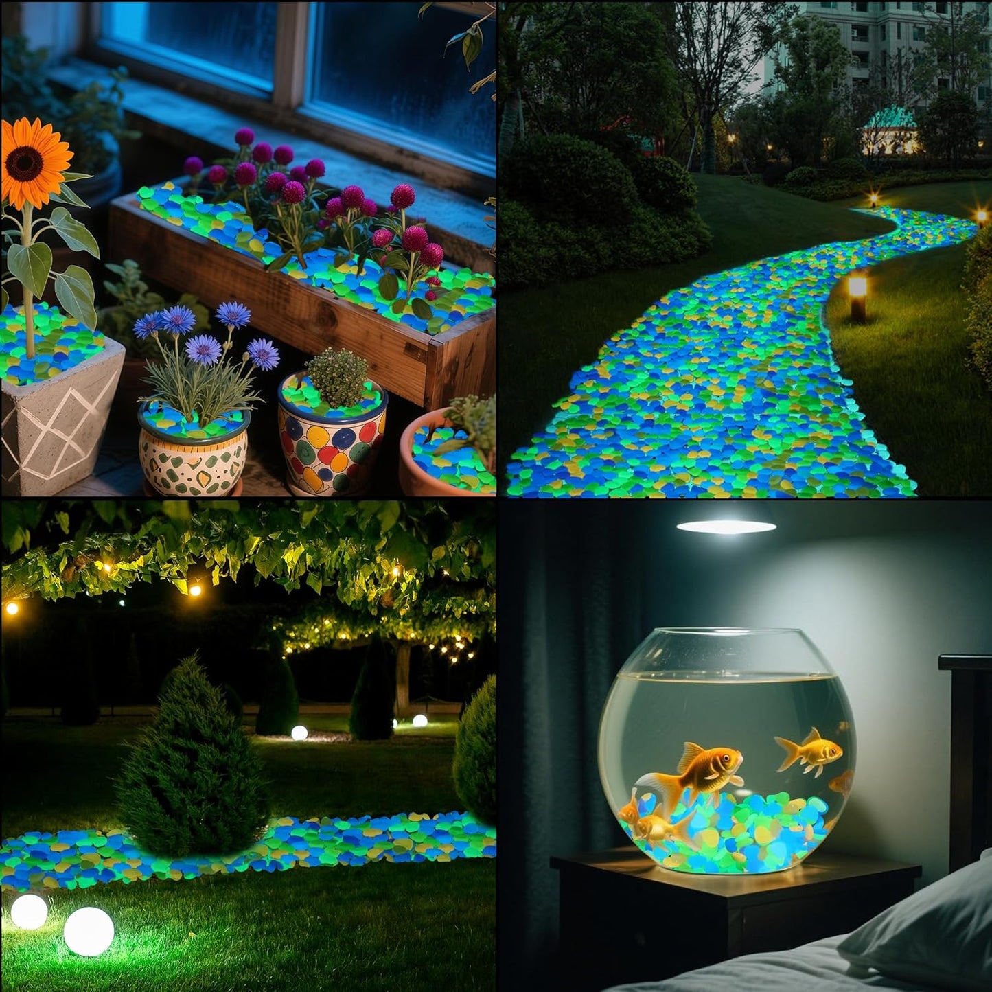 3.5LB 25-27mm Glowing Rocks Luminous Pebbles Glow in The Dark Rocks Luminous Stones for Driveway Walkway Potted Plants Fish Tank