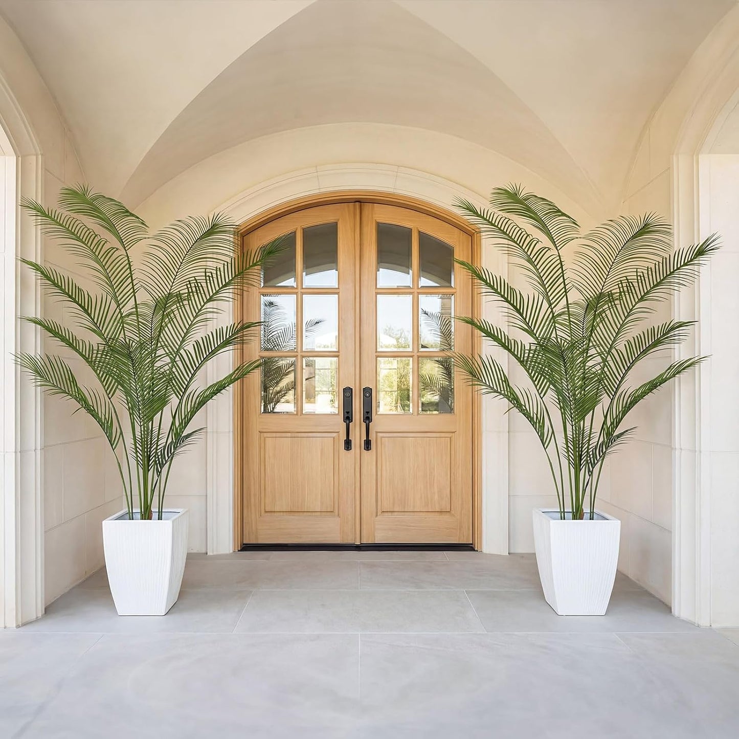 Artificial Palm Tree 7FT Tall Faux Palm Tree Indoor Fake Plants Faux Tropical Plant, UV Resistant & Maintenance Free Indoor/Outdoor Fake Tree in Pot for Home Office Living Room Patio Decor