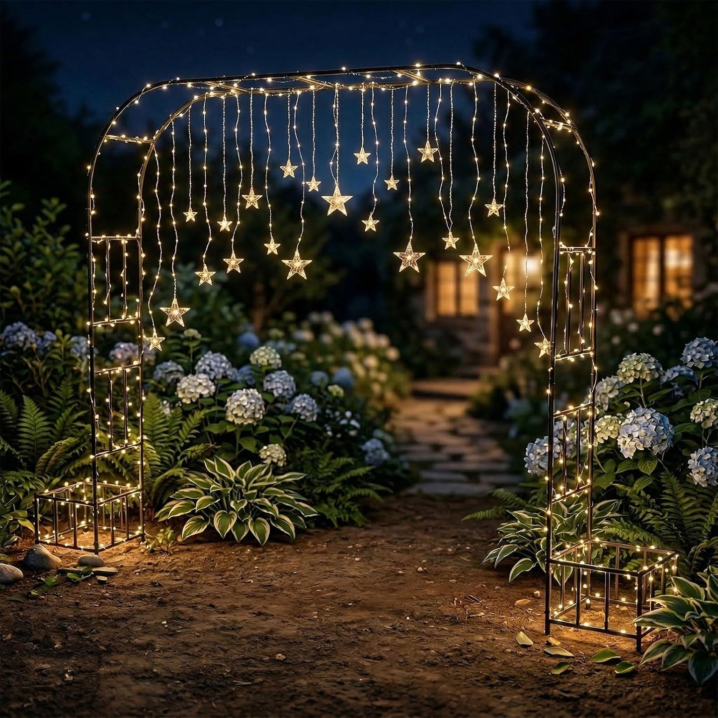 Garden Arch with Planter Boxes, Metal Arbor Trellis for Climbing Plants Outdoor, Heavy Duty Iron Archway for Wedding Ceremony Party Backyard Lawn Patio Decor, Black