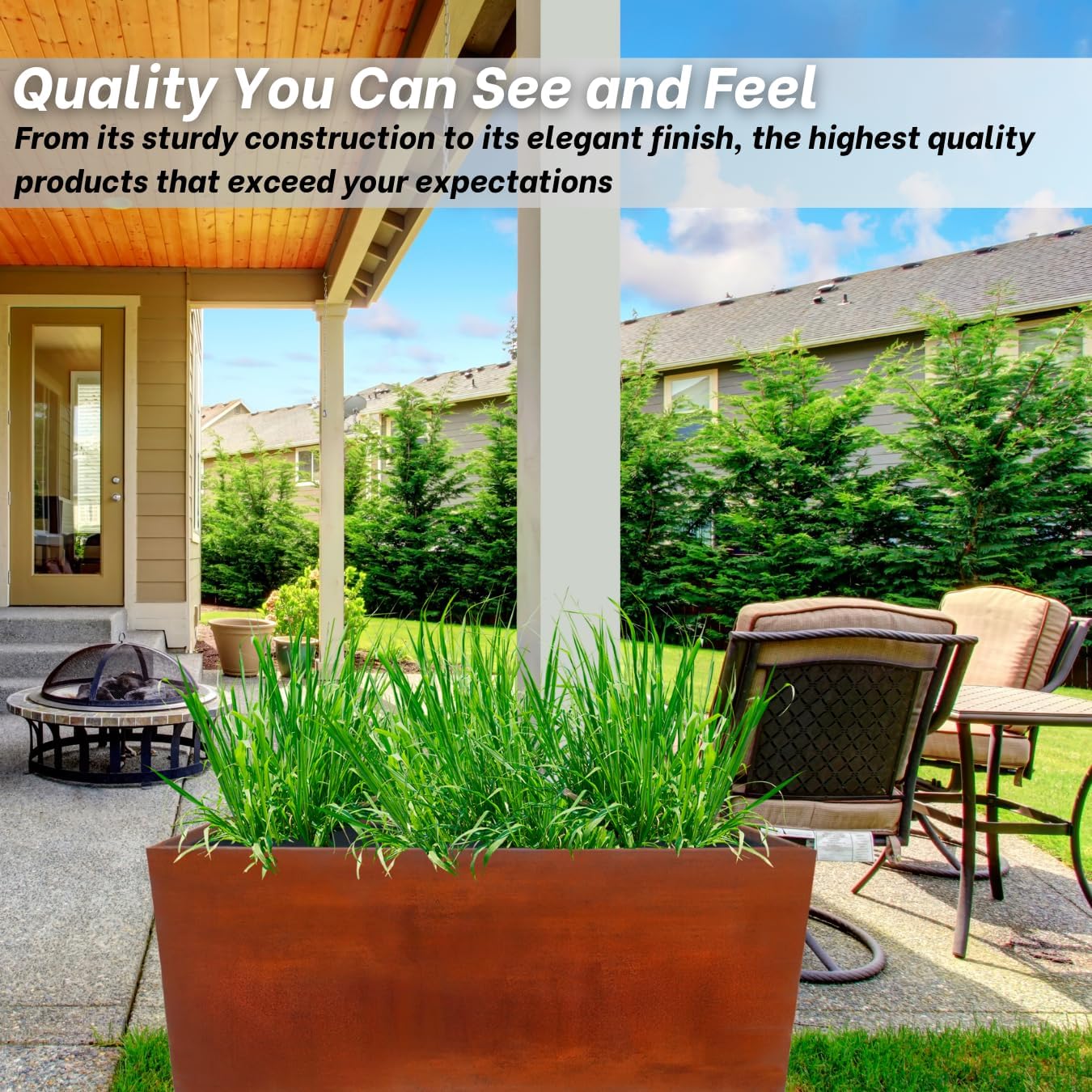 Corten Steel Planter Large Rectangle for Outdoor, Metal Planter Box - 46x20x20 inch - Flower Pot for Garden, Patio, Commercial, Farmhouse, Industrial - Long Rectangular Plants Container