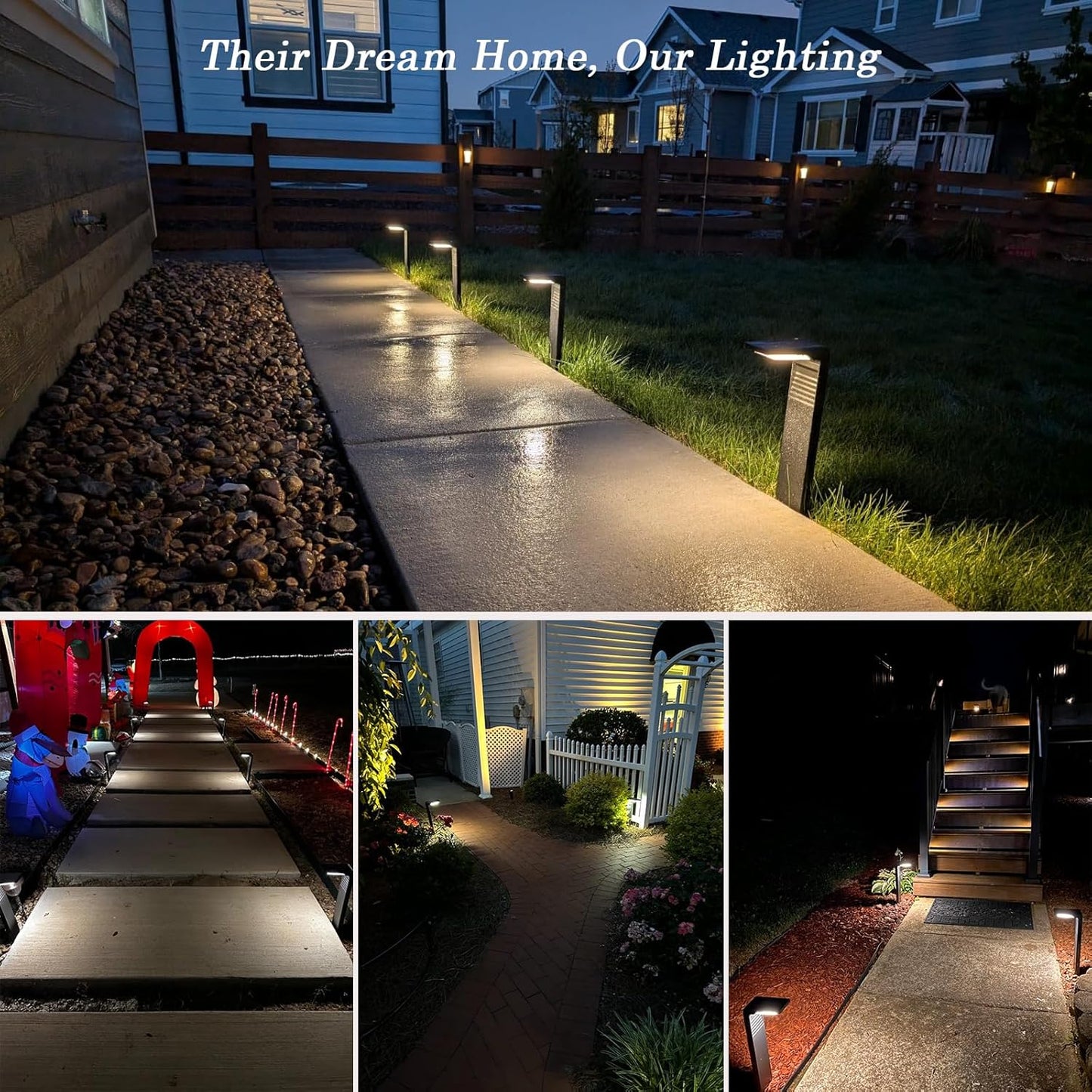 JOFIOS Solar Pathway Lights 4 Pack with Warm White and Cool White Mode, Modern Solar Path Lights Outdoor Waterproof, Perfect Solar Lights for Backyard, Lawn, Driveway, Walkway, Garden Decorative.