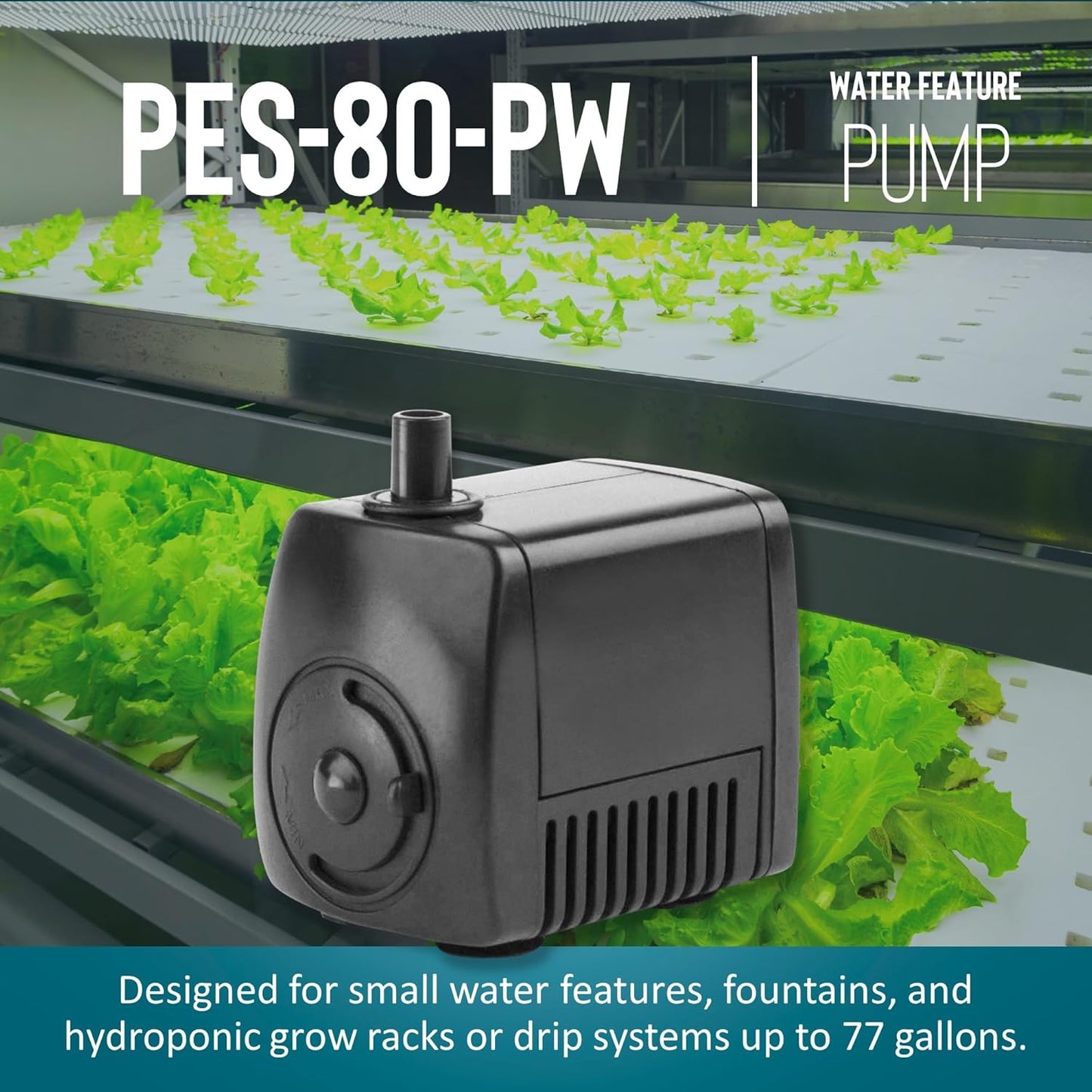 Little Giant PES-80-PW 115-Volt, 77 GPH Magnetic Drive Fountain Pump with 6-Ft. Cord, Black, 566714