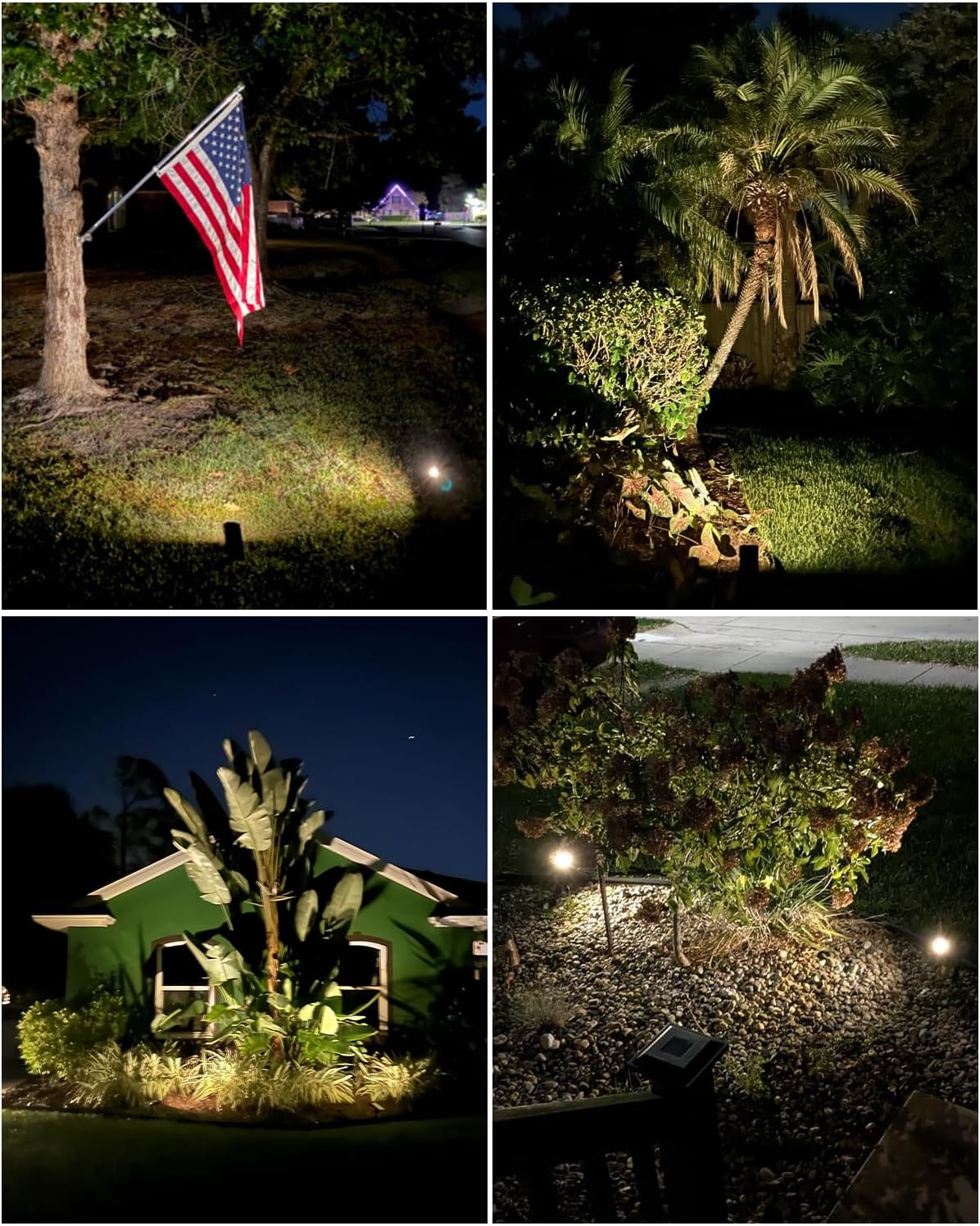 EZVALO Solar Spot Lights Outdoor IP67 Waterproof, Adjustable Solar Landscape Lights, 3 Lighting Modes Solar Spotlights for Outside Yard Garden Plant Trees Pathway Flag (Warm White-6Pack)