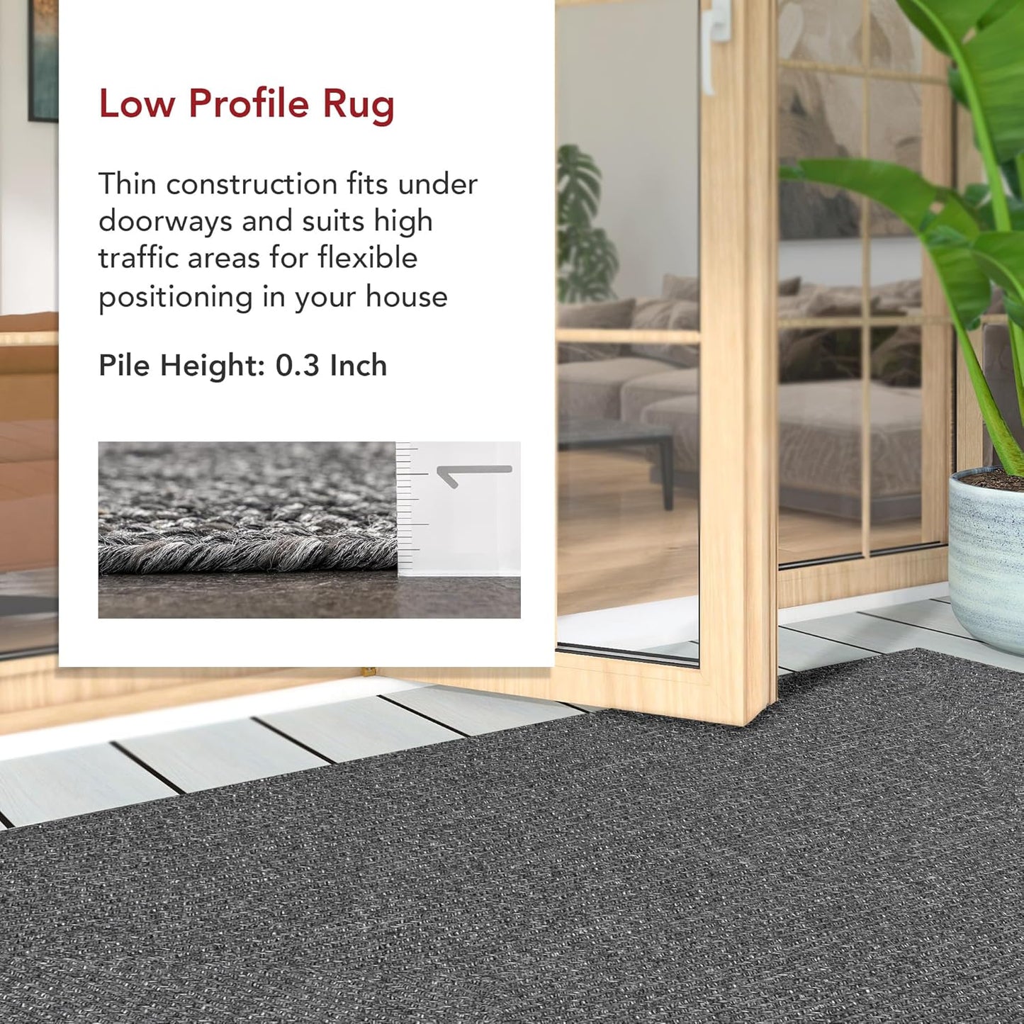 nuLOOM 4' x 6' Solid Hand Braided Indoor/Outdoor Area Rug, Pet-Friendly, High Traffic, Weather Resistant, for Patio, Balcony, Bedroom, Living, Dining Room, Wynn Charcoal