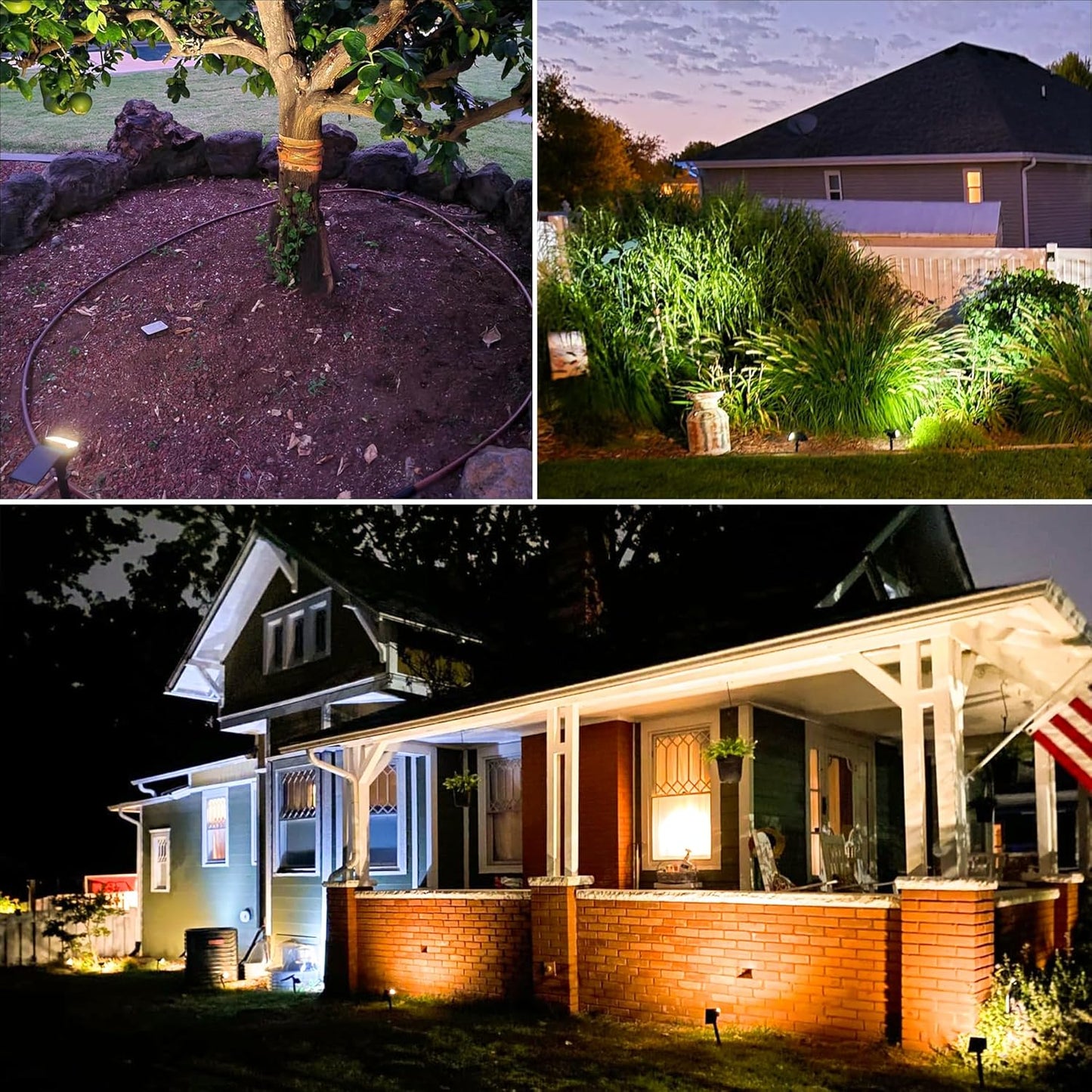 VOLISUN Solar Spotlight Outdoor, IP67 Waterproof Solar Landscape Spot Lights,Uplights for Yard Garden Pathway - 8 Pack (Warm White) 27 LED 3 Lighting Modes