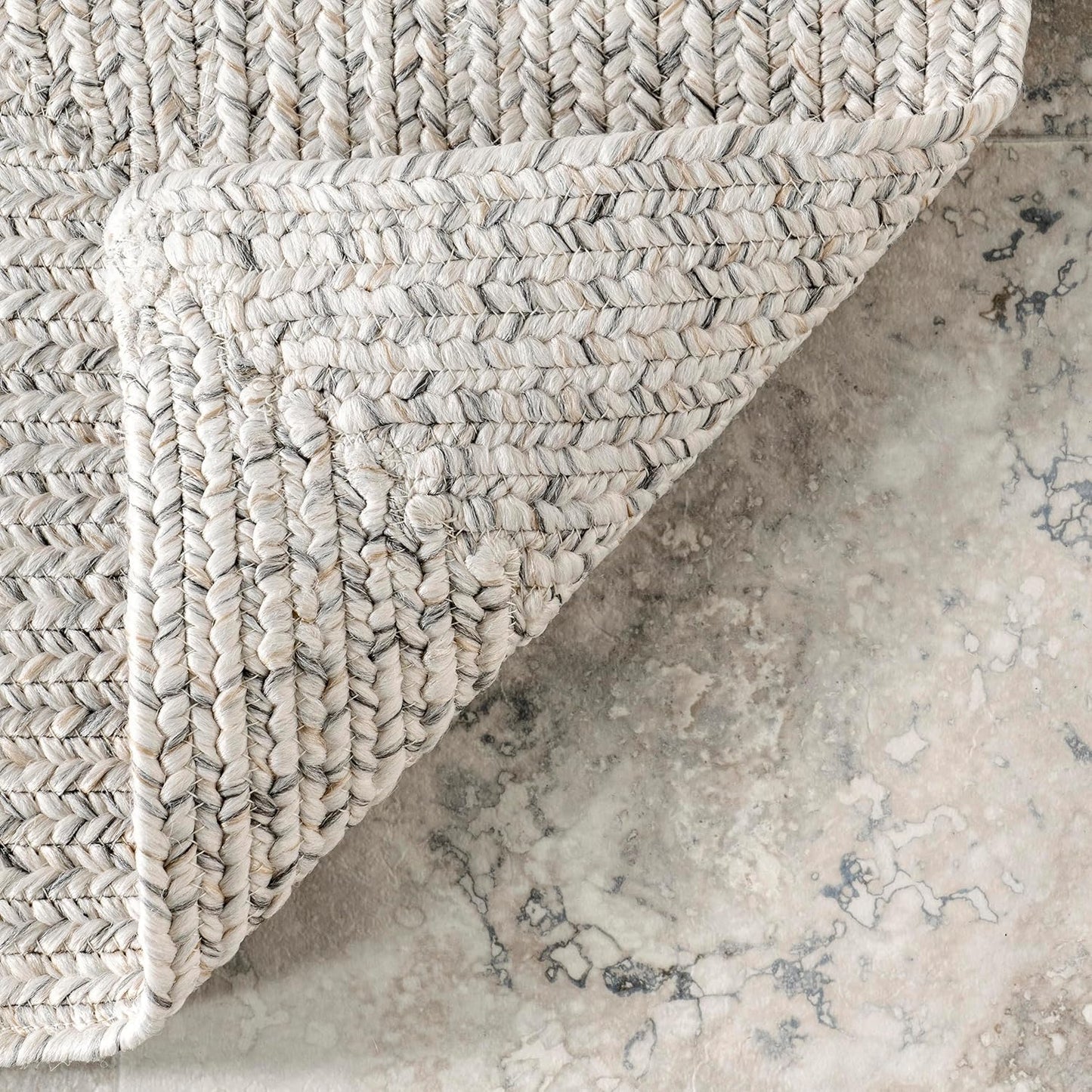 nuLOOM 6' x 9' Solid Hand Braided Indoor/Outdoor Area Rug, Pet-Friendly, High Traffic, Weather Resistant, for Patio, Balcony, Bedroom, Living Room, Dining Room, Wynn Ivory