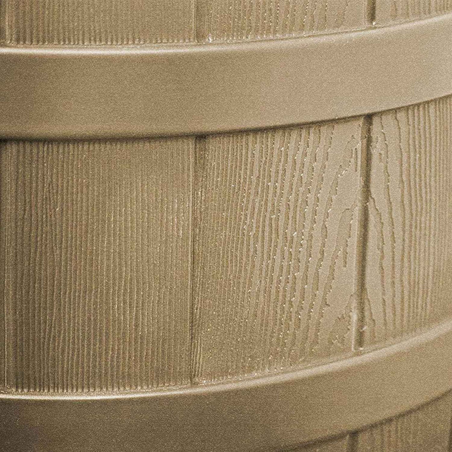 Good Ideas Rain Wizard 50 Gallon Plastic Outdoor Home Rain Barrel Water Storage Collector with Brass Spigot and Flat Back Design, Khaki (3 Pack)