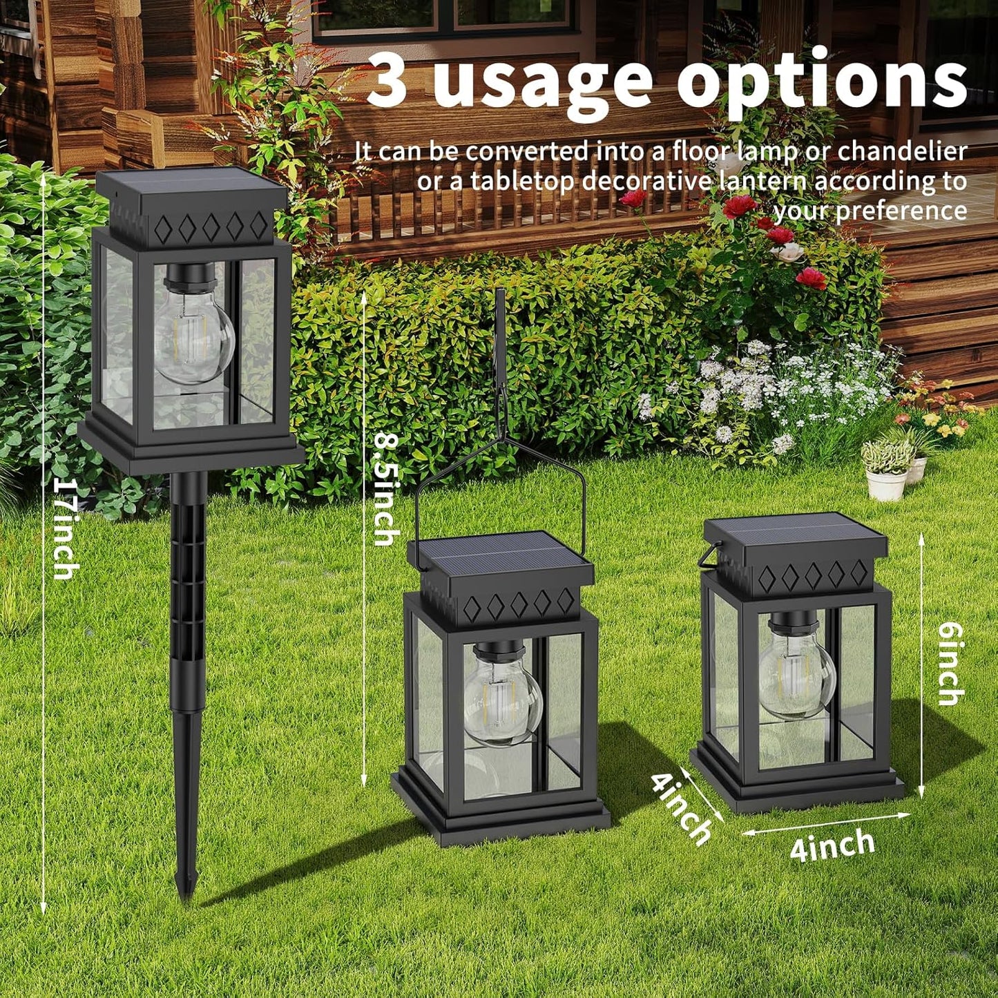 4 Pack Solar LED Stake Lights Outdoor Waterproof for Pathway Garden Yard Patio Driveway, Solar Walkway Lights Auto On/Off, Warm White, Up to 8H Lighting