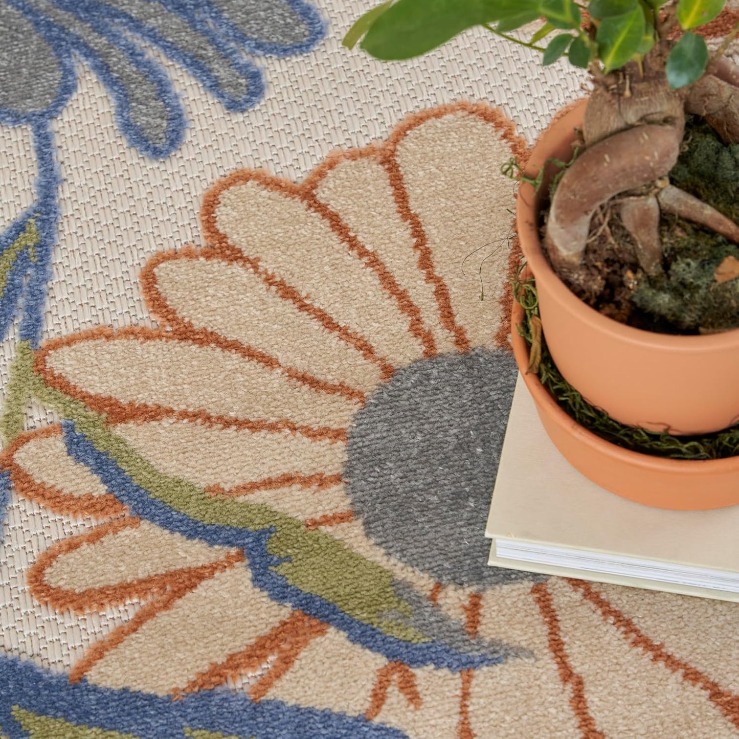 Nourison Home Aloha Beige Multicolor 9' x 12' Area Rug - Easy Cleaning, Non Shedding, Bed Room, Living Room, Dining Room, Kitchen (9' x 12')