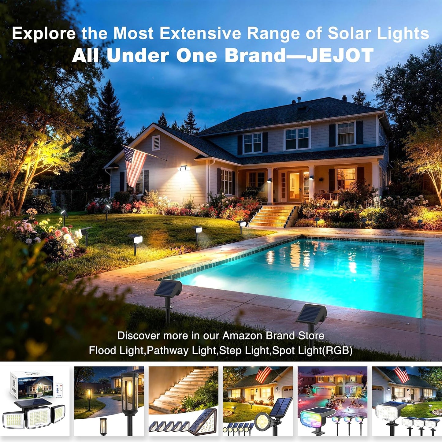 Solar Lights Outdoor Waterproof IP65, Super Bright LED, 3000K 2 Lighting Modes, Solar Powered Yard Garden Solar Spot Lights for Outside Landscape Auto On/Off -4 Pack