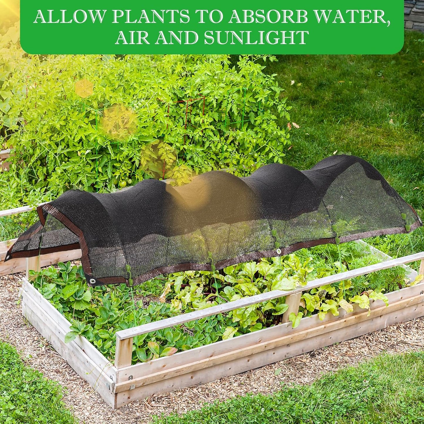 78.7"x39.4" Garden Shade Kit, 70% Garden Sun Shade Cloth with Hoops for Plants Heat Protection, Raised Garden Bed Shade Cover Plant Sun Shade for Outdoor Vegetables