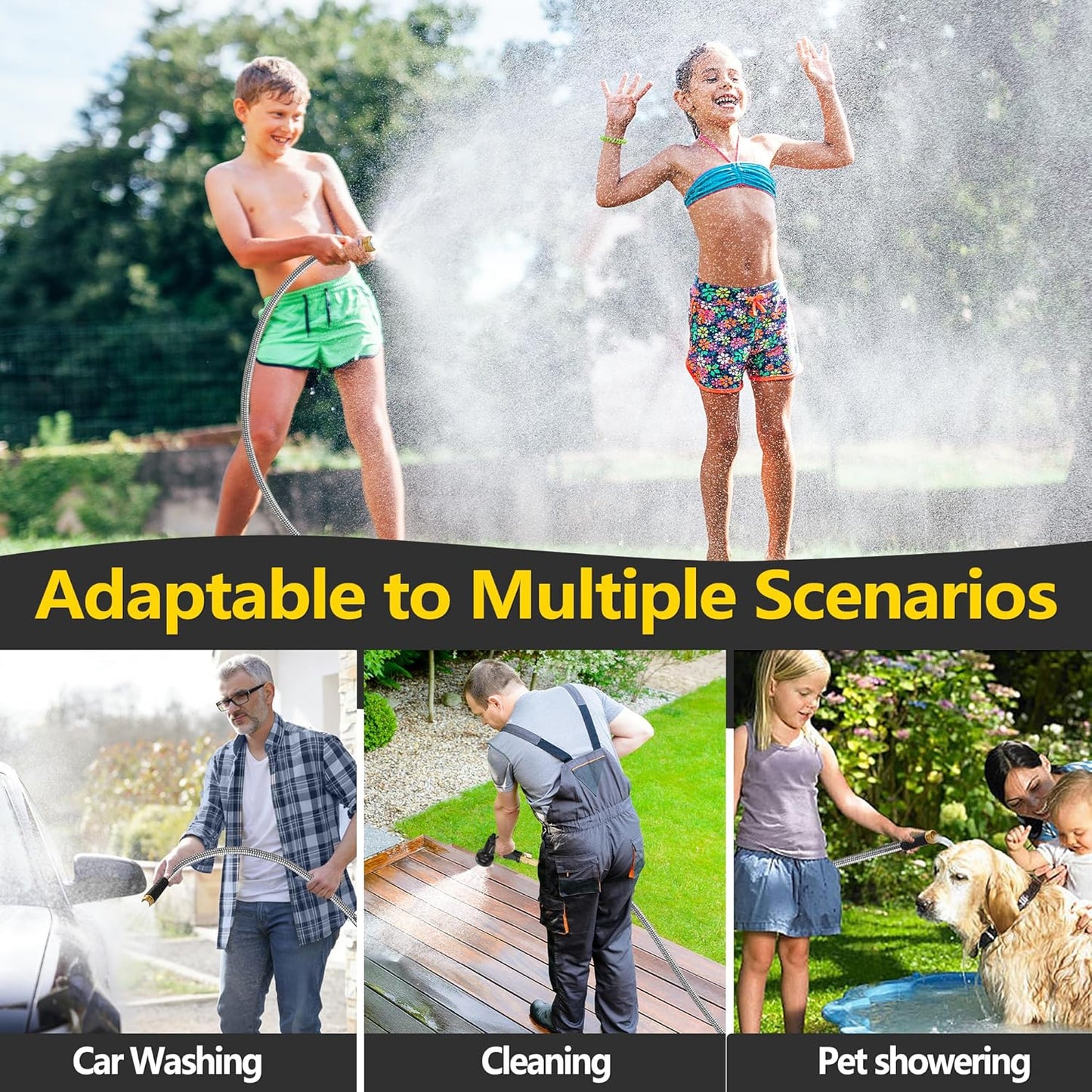 200 ft Stainless Steel Garden Hose - 2026 New Upgraded Metal Water hose - Flexible Water Hoses Pipes with Latex Core, 3/4" Solid Brass Connector - No-Expandable Watering Garden Hoses
