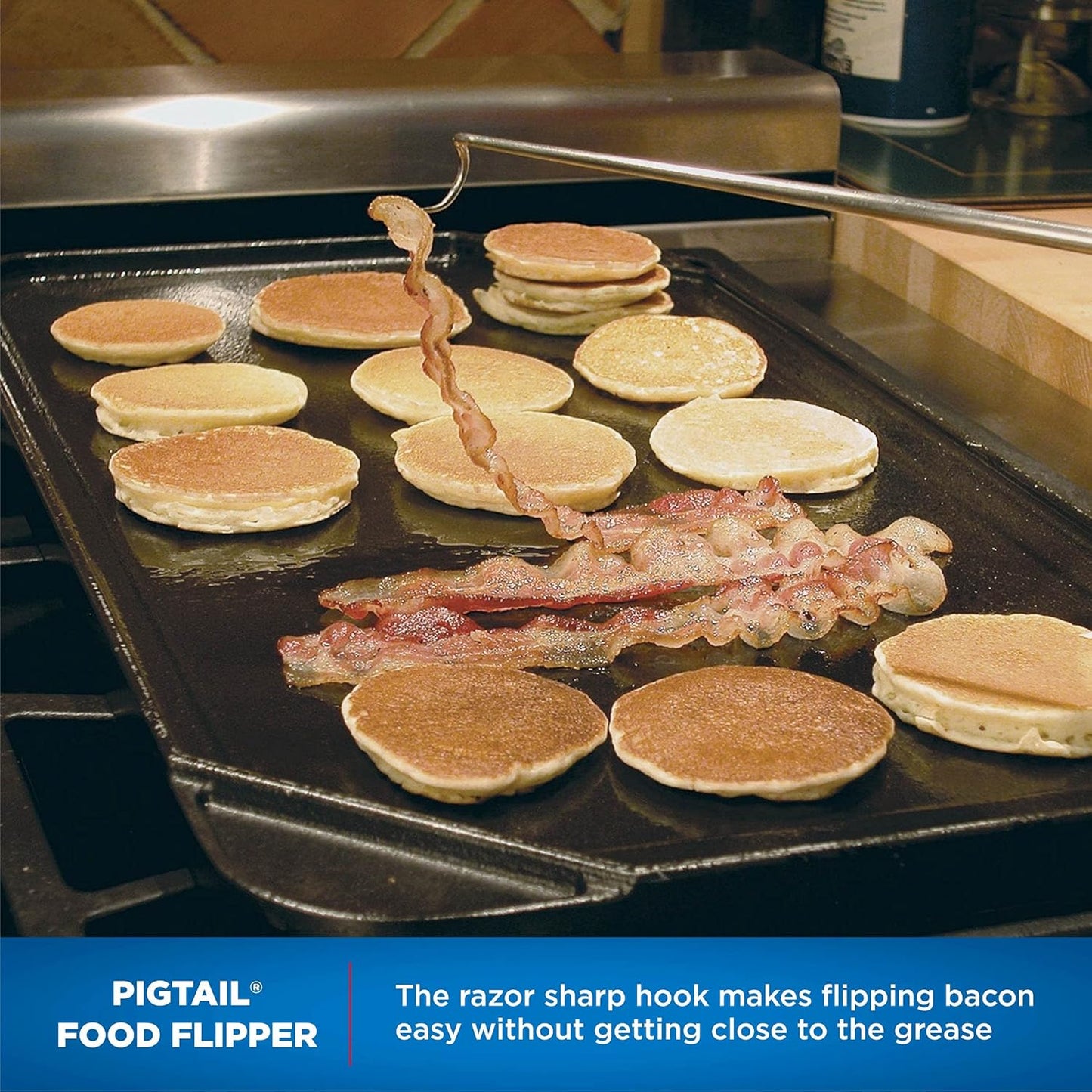 Jaccard Pigtail Food Flipper, Hardwood Handle/Stainless Steel, Combo (Blister Pack)