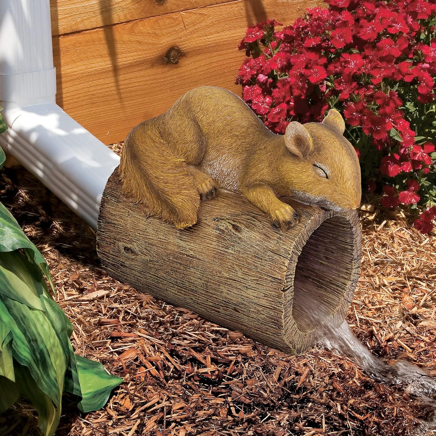 Jolly the Squirrel Gutter Guardian Downspout Statue