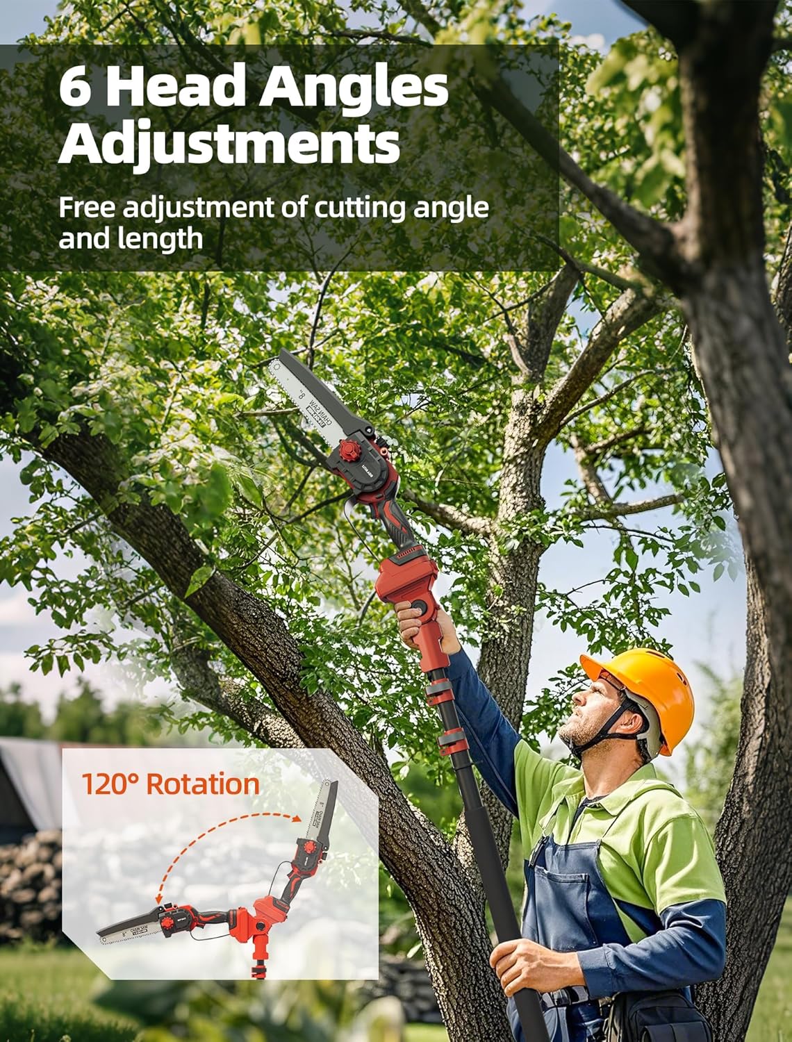 2-IN-1 Cordless Pole Saw & Mini Chainsaw, 8-inch Electric Saw Brushless, 2 Pack Battery Powered Pole Saws, 15-Foot MAX, Chain Saw with Extension Pole for Tree Trimming Wood Cutting