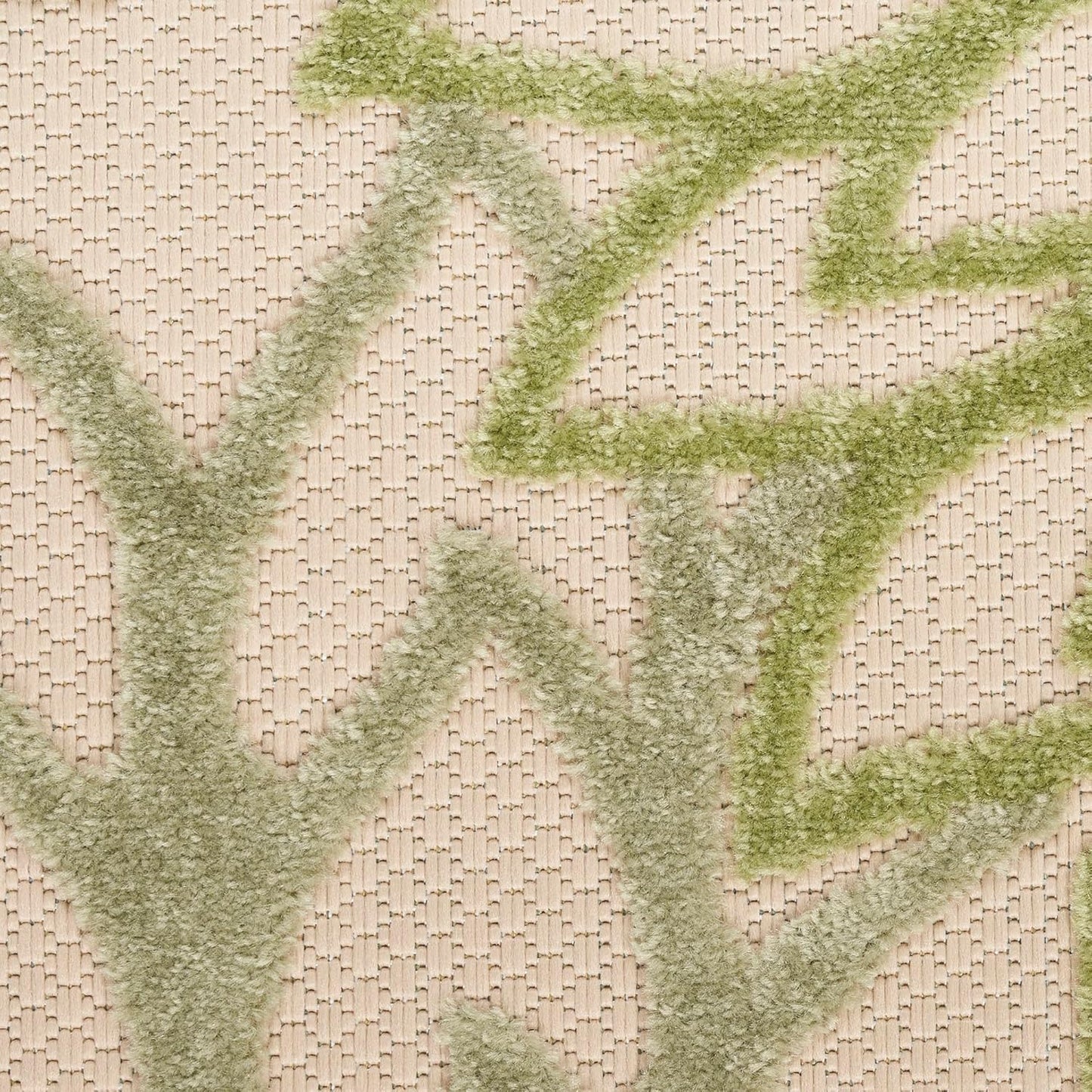 Nourison Home Aloha Indoor/Outdoor Ivory Green 2' x 6' Area Rug, Easy Cleaning, Non-Shedding, Bed Room, Living Room, Dining Room, Backyard, Patio, Deck (2x6)