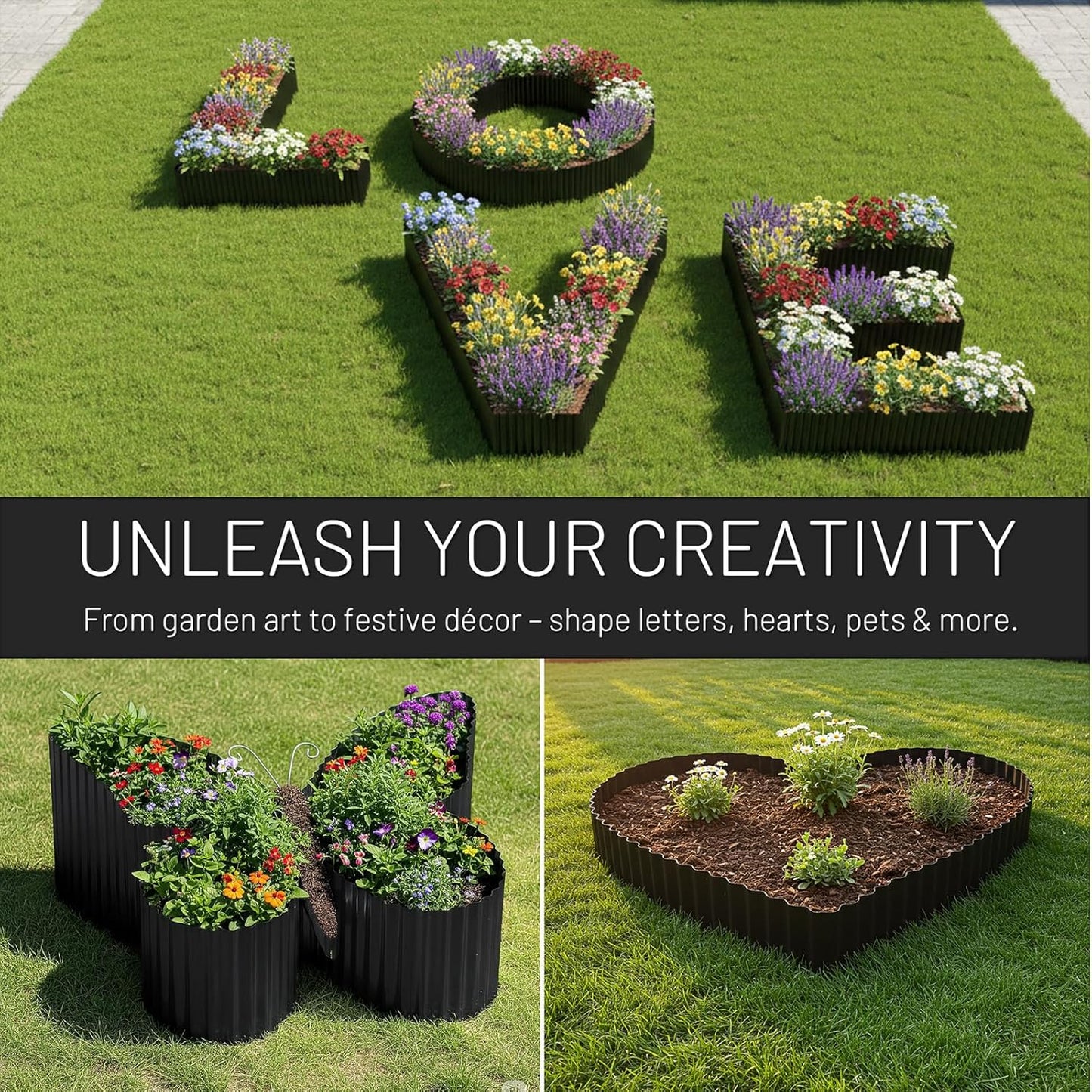 40FT x 8IN Flexible Corrugated Metal Garden Edging Roll, Rust Resistant Galvanized Steel Landscape Border, Flexible Lawn Edging for Flower Beds, Pathways & Outdoor Landscaping