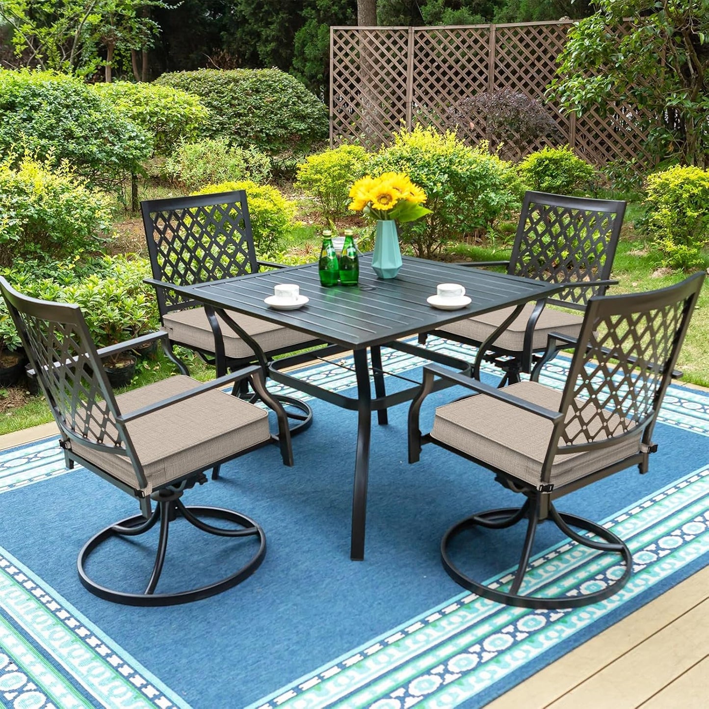 LVTXIII Patio Chair Cushions 19"x19"x3", Water-Repellent Outdoor Seat Cushions for Patio Furniture, Square Chair Pads with Ties for Home Garden Decoration, Set of 2, Light Grey