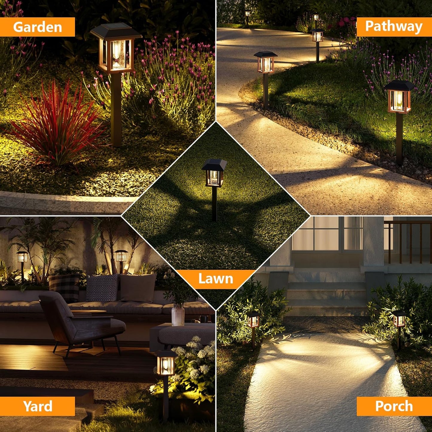 XMCOSY+ Vintage Solar Pathway Lights Outdoor 4 Pack – Warm White Seeded Glass Garden Lights, Waterproof Solar Landscape Lighting for Walkway Yard Patio Driveway & Farmhouse Decor