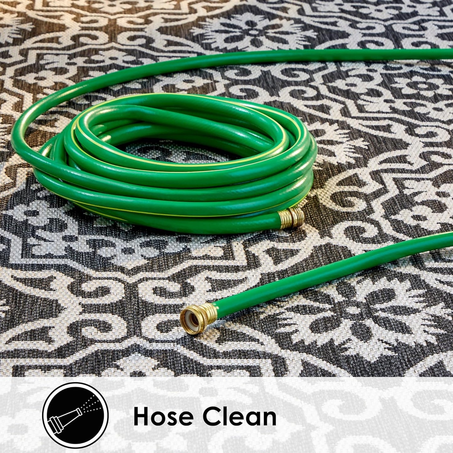 Nicole Miller New York Patio Country Julia Transitional Geometric Indoor/Outdoor Area Rug, Black/Grey, 6'6"x9'2"