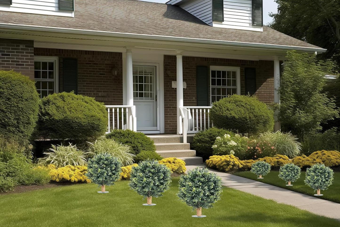 Artificial Boxwood Ball Bush 27" Tree UV Resistance Rated with Spike. Easy to Push in The Ground.Plant Looks Great in a Planter Anywhere. Indoor/Outdoor Decor 2 Pack