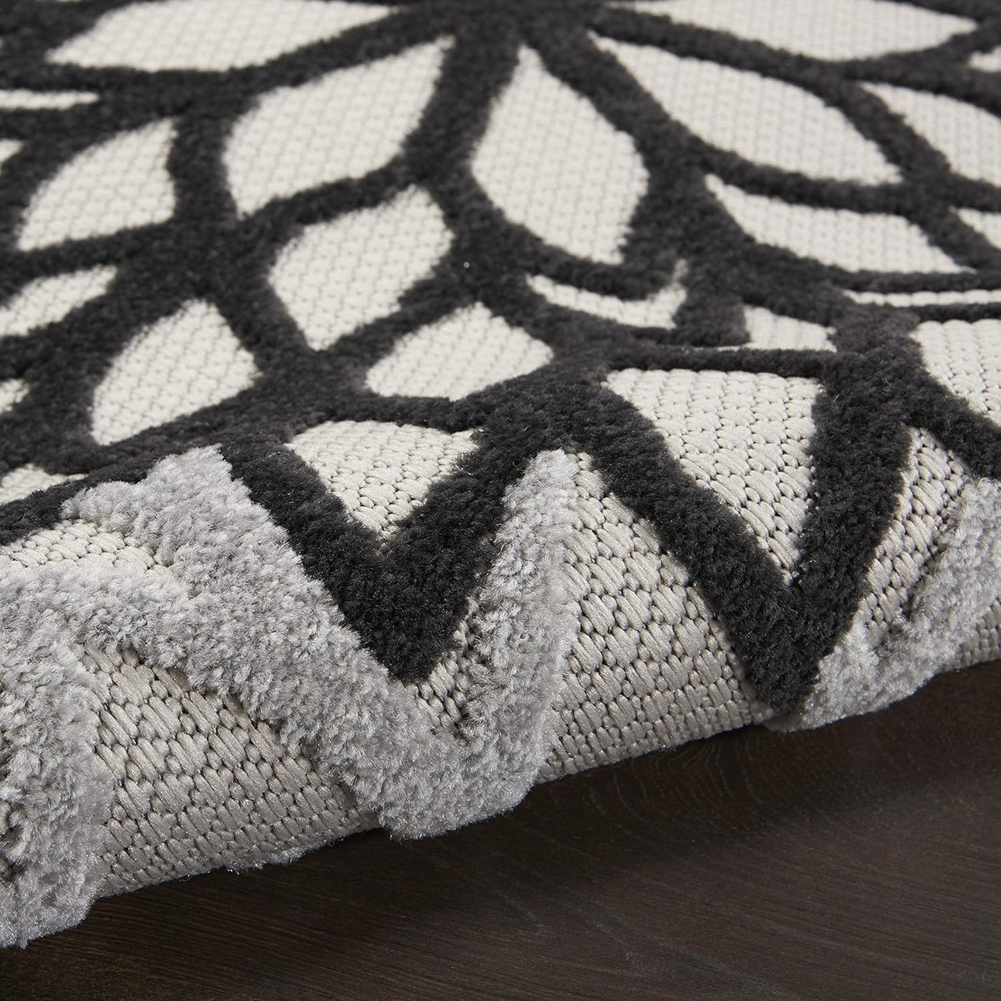 Nourison Home Aloha Indoor/Outdoor Black White 3' x 5' Area Rug, Easy Cleaning, Non Shedding, Bed Room, Living Room, Dining Room, Kitchen (3x5)