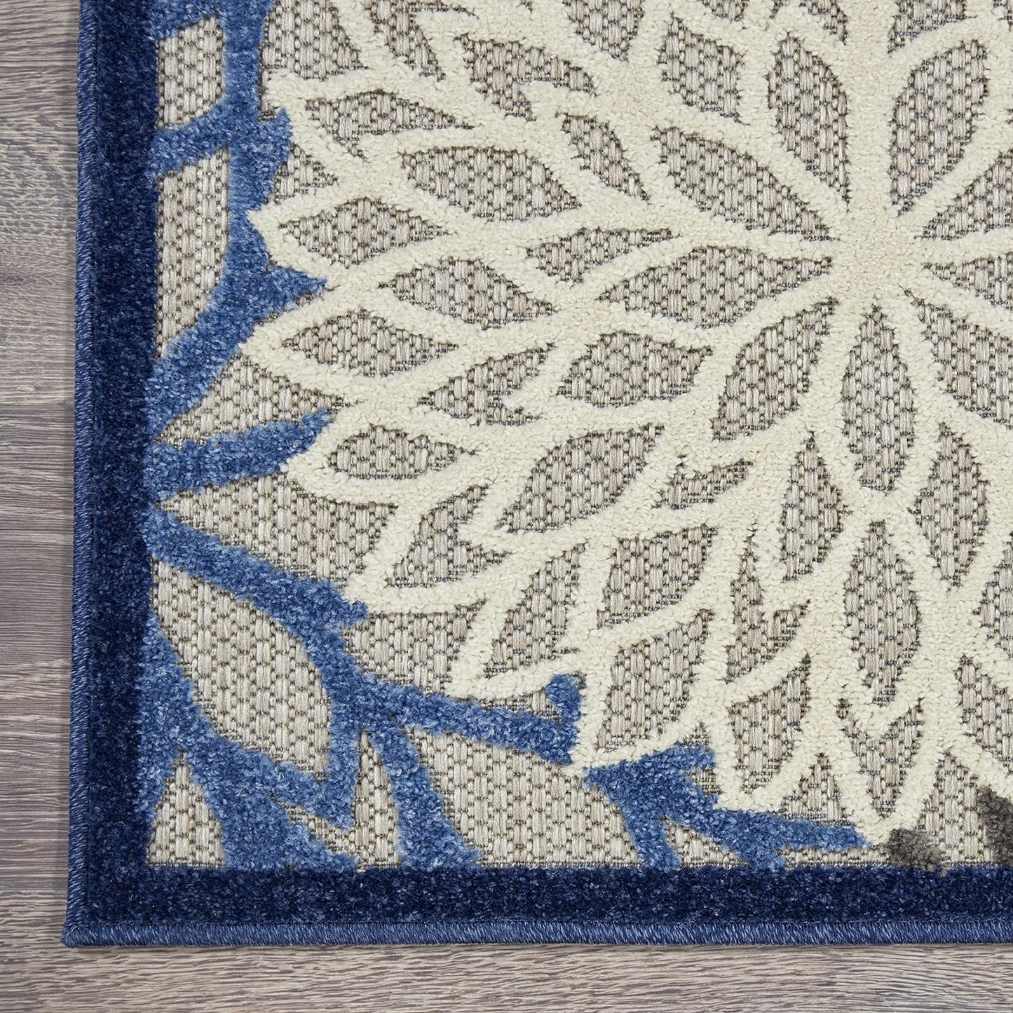 Nourison Aloha Indoor/Outdoor Blue/Multicolor 2'3" x 8' Area Rug, Tropical, Botanical, Easy Cleaning, Non Shedding, Bed Room, Living Room, Dining Room, Deck, Backyard, Patio (2x8)