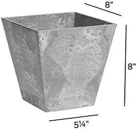ArtStone 35080 Ella Square Planter, 8-Inch, Grey
