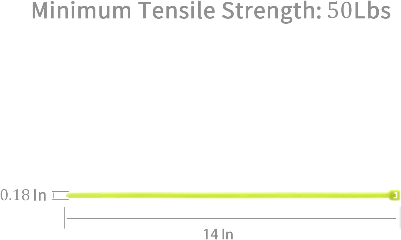 XINGO 100PCS Cable Zip Ties Heavy Duty, Premium Nylon Plastic Wire Ties with 50 Pounds Tensile Strength, Self-Locking Black Nylon Zip Ties for Indoor and Outdoor (14 inch, Apple Green)