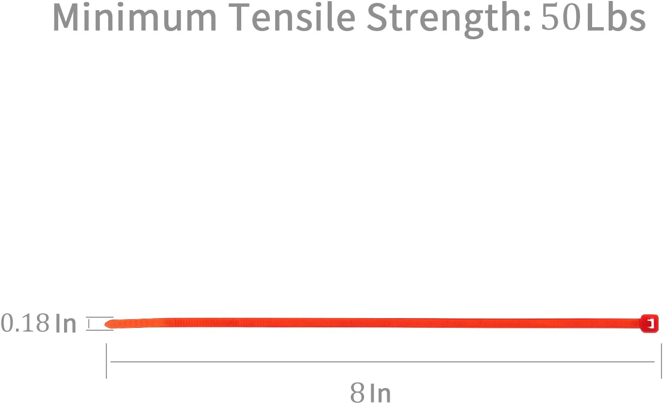 XINGO 1000 PCS Red Zip Ties 8 Inch, 60 LBS Tensile Strength, Self-Locking Nylon Plastic Nylon PA66 Wire Ties for Indoor and Outdoor Use