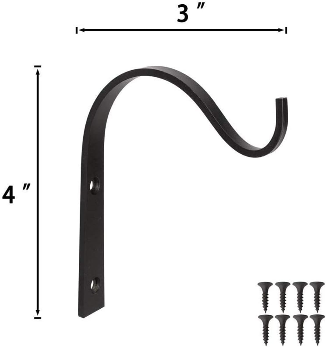 Mkono 4 Pack Iron Wall Hooks for Hanging Plant Lanterns, Plant Hanger Fence Metal Bracket for Bird Feeders, Wind Chimes, Mason Jar Sconces, Light Outdoor Indoor Rustic Home Decor, 3 Inch