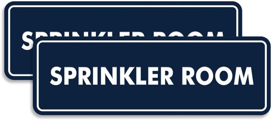 Signs ByLITA Standard Sprinkler Room Sign (Navy Blue/White) - Small 2 Pack