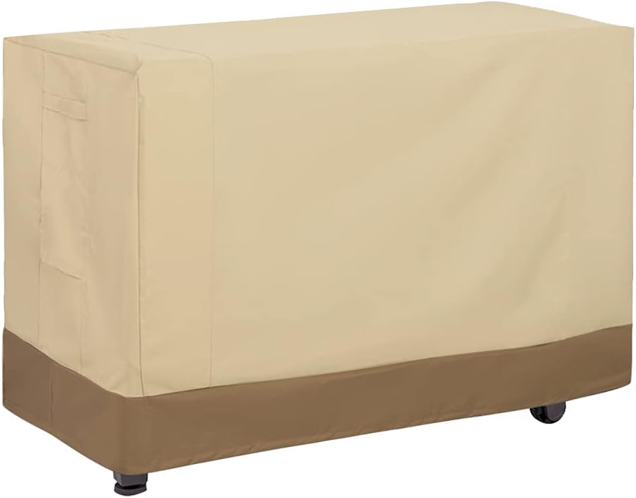 52 Inch Outdoor Prep Table Cover for Keter Unity XL Portable Outdoor Storage Cabinet Heavy Duty Waterproof BBQ Grill Prep Table Cover Patio Bar Cooking Cart, Beige