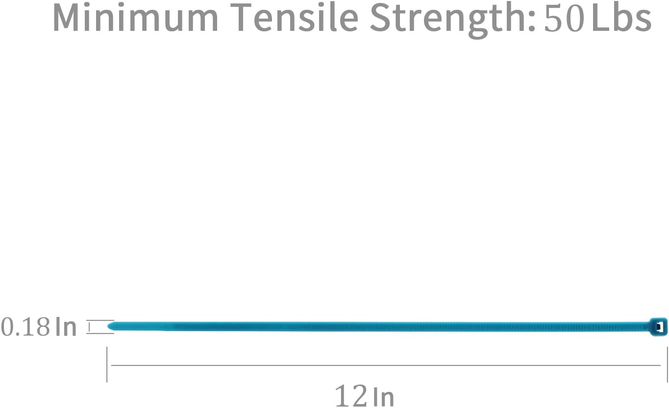 XINGO 1000 PCS Blue Zip Ties 12 Inch, 60 LBS Tensile Strength, Self-Locking Nylon Plastic Nylon PA66 Wire Ties for Indoor and Outdoor Use