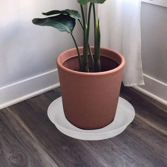 4 Pack of 16 inch Plant Saucer (13.8 Inch Base), 1.7" Depth Tray, Large Deep Garden Plastic Flower Planter Plant Trays for Indoors Outdoor Bath Bath (16", Clear)
