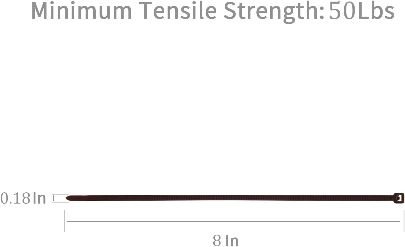 XINGO 1000 PCS Brown Zip Ties 8 Inch, 60 LBS Tensile Strength, Self-Locking Nylon Plastic Nylon Wire Ties for Indoor and Outdoor Use