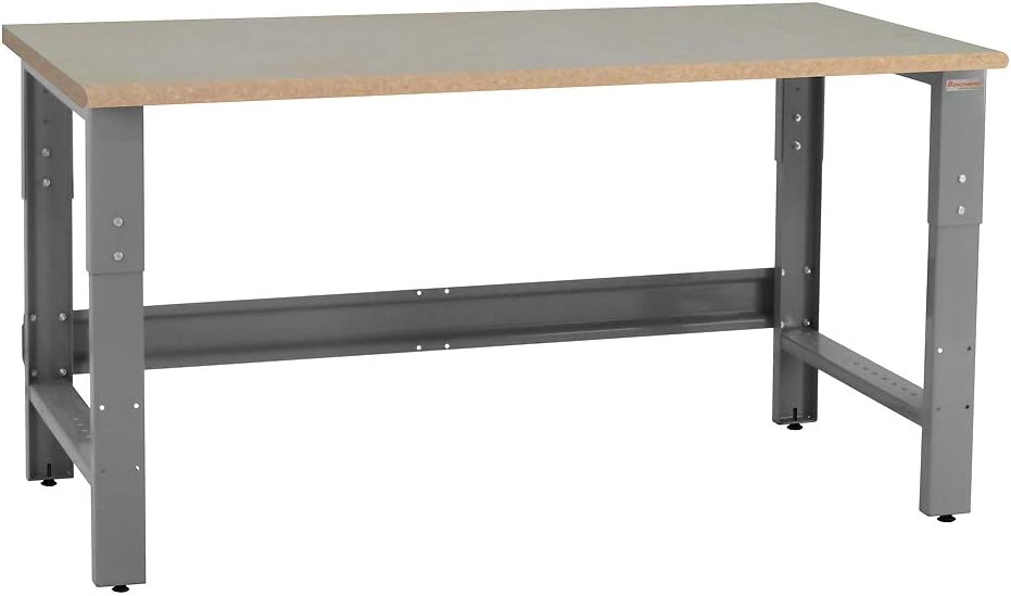 Table & Workbench: 1" Thick Particle Board Top, Height Adjustable Bench - 24" D x 48" L x 30" - 36" H - by BenchPro