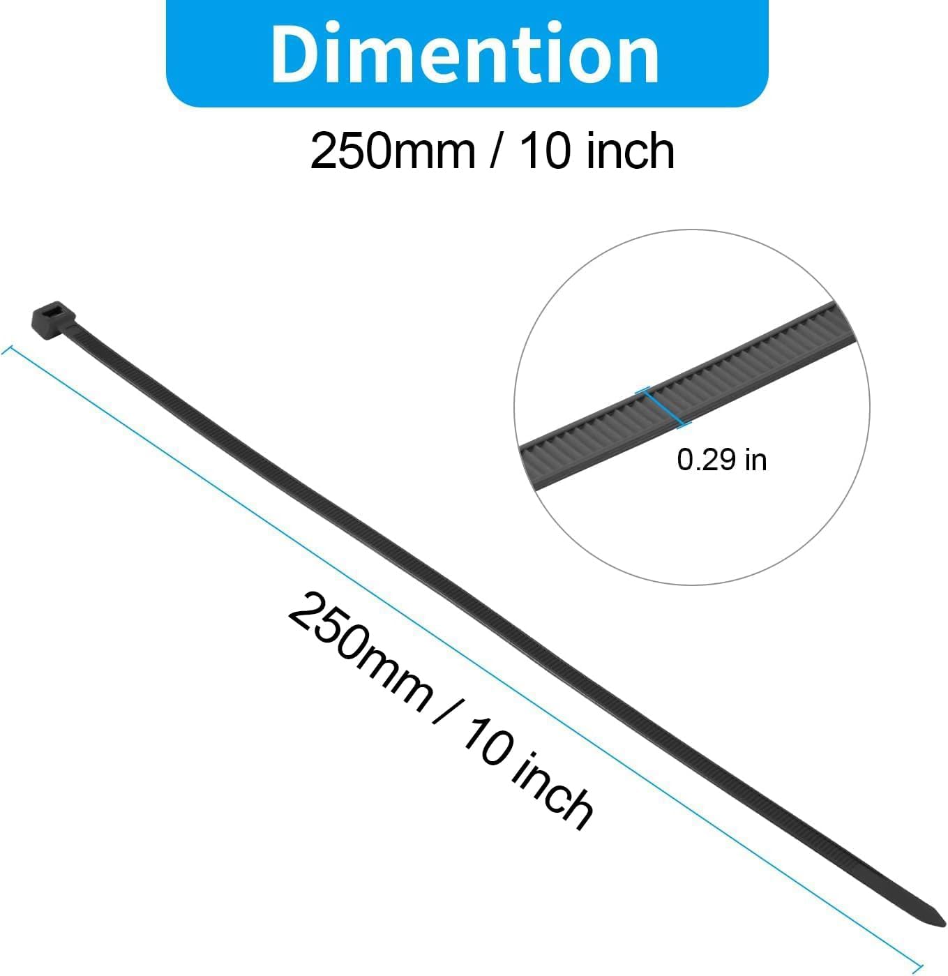 XINGO 10 Inch White Zip Ties Heavy Duty 100 Pack, 120 LBS Tensile Strength, Premium Nylon Cable Wire Ties, Self-locking Plastic Ties for Indoor and Outdoor Use