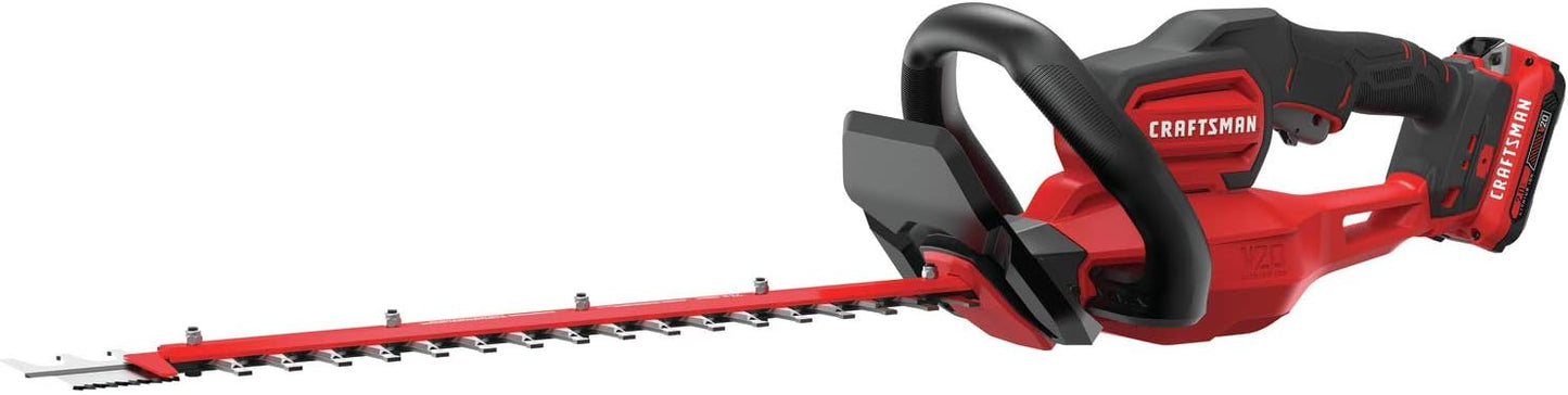CRAFTSMAN V20 Cordless Hedge Trimmer, 22" with POWERSAW Branch Cutter, Battery and Charger Included (CMCHTS820D1)