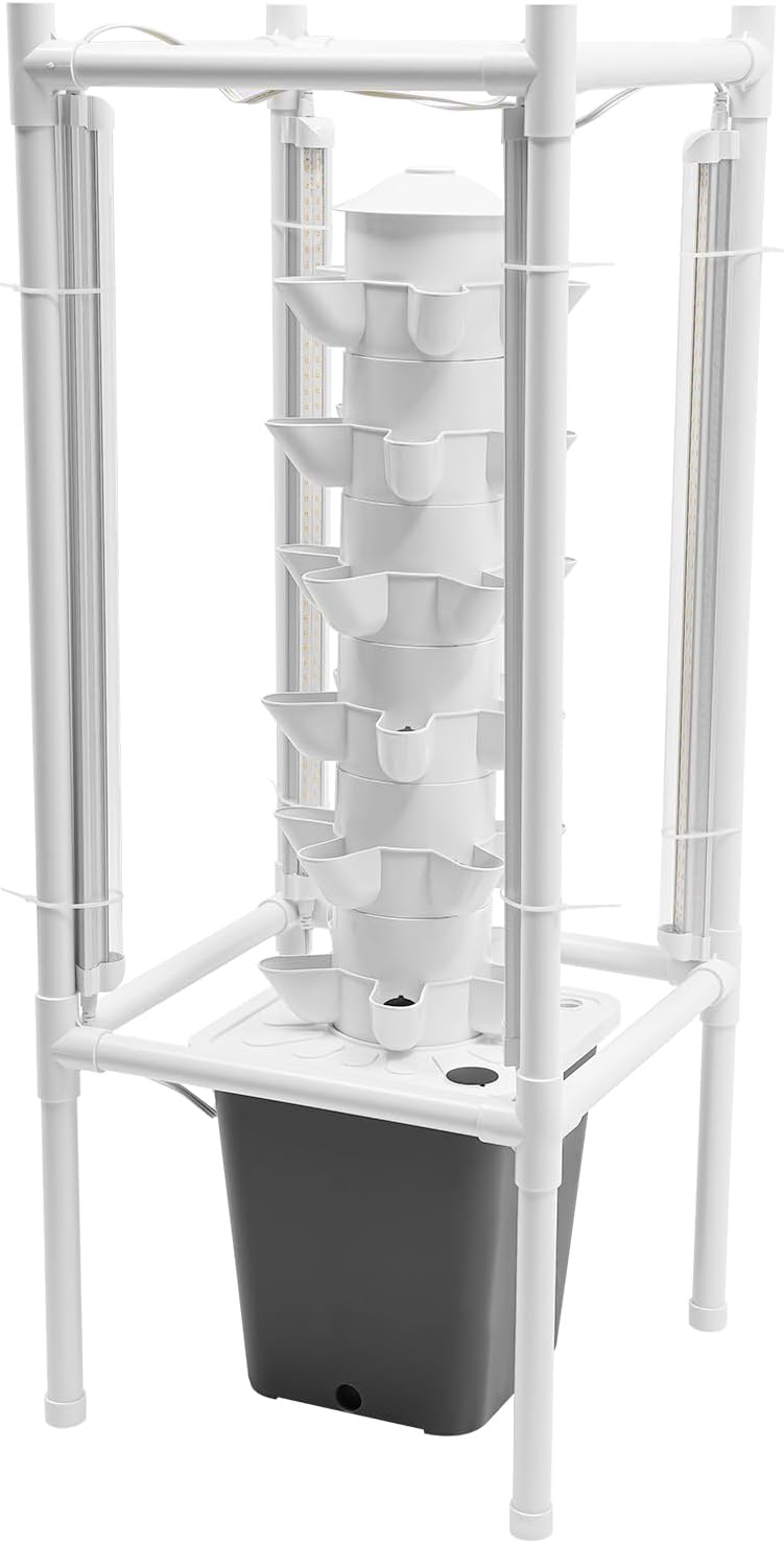 Hydroponics Vertical Growing Kit with Grow Lights 30 Plants Garden Hydroponic Growing System Outdoor Outdoor Indoor Vertical Garden Planter Tower with Automatic Watering for Herbs Fruits Vegetables