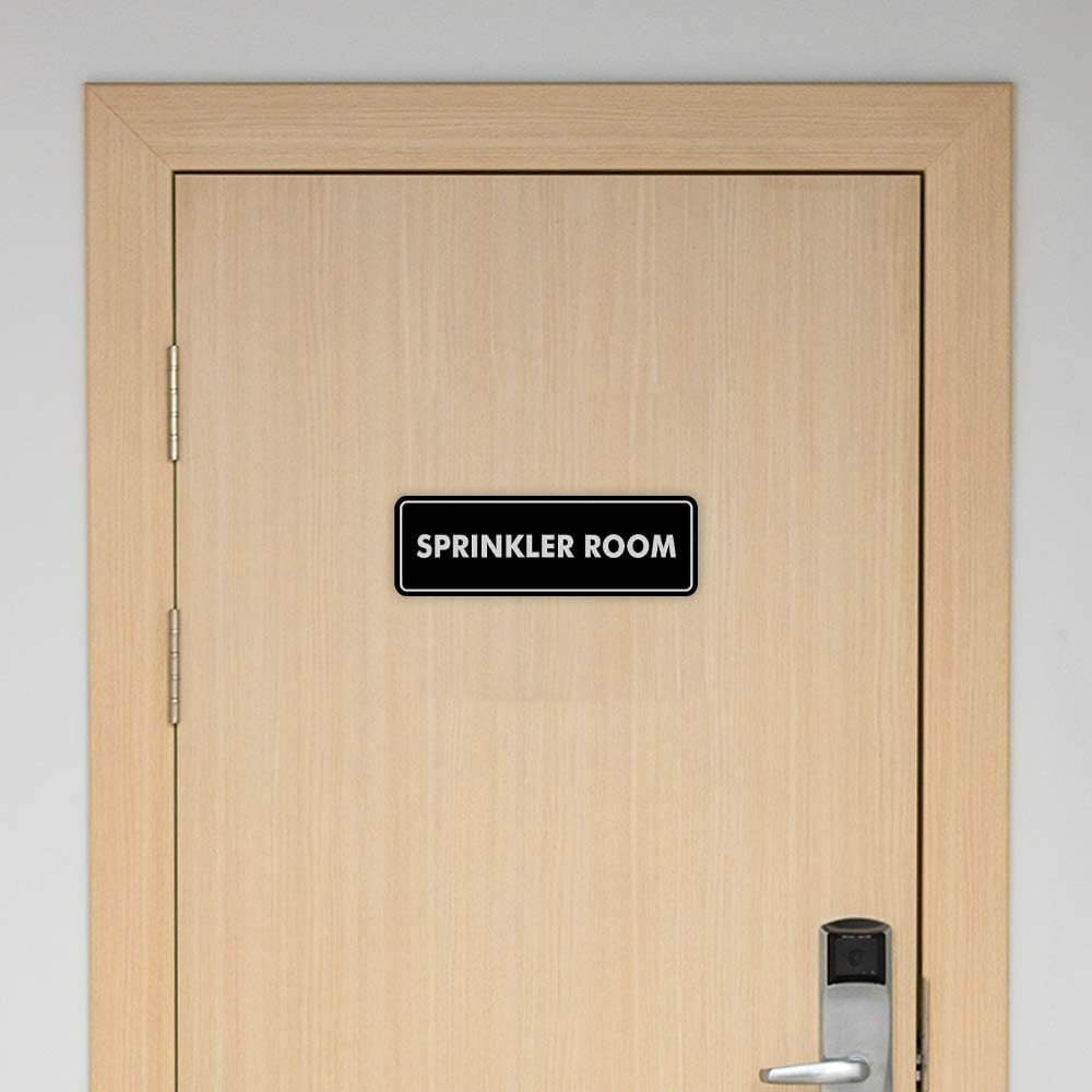 Signs ByLITA Standard Sprinkler Room Sign (Black Gold) - Medium 2 Pack