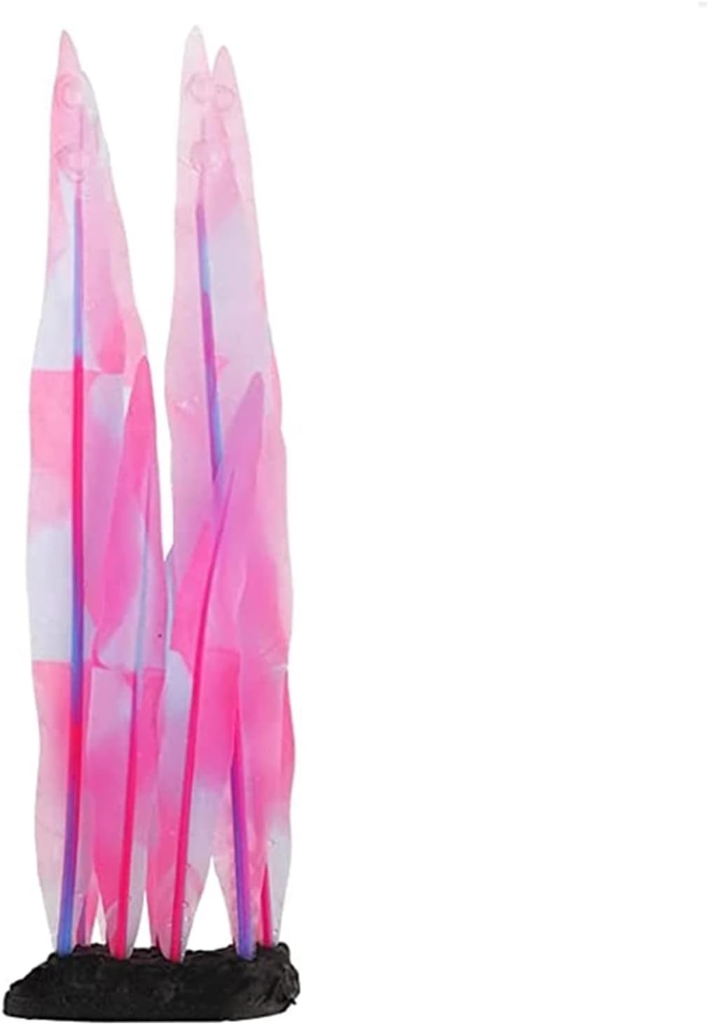 1Pc Silicone Aquarium Plants Tall Fish Tank Artificial Plants Decor Glowing Kelp Simulation Artificial Water Grass Fish Tank Plant,Pink,16.9in