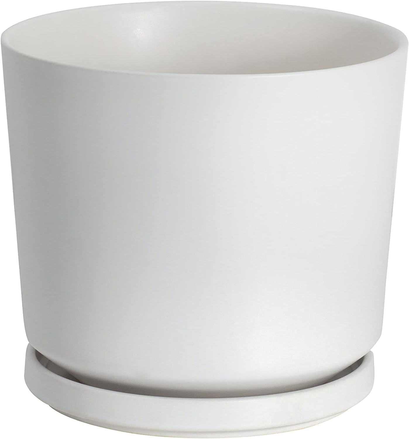 Ekirlin 5 inch Plant Pots,Ceramic Flower Planters Indoor,Modern Succulents Containers with Drain Hole Saucer,Decorate Home,Office & Outdoor (White)