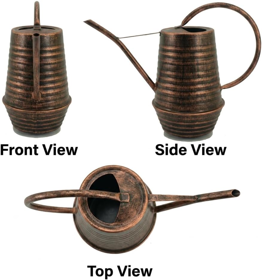 Small Watering Can, 0.3 Gallon/34oz., Copper, Galvanized, Indoor Water Can, Metal Watering Can with Long Spout, Plant Water Can for Indoor Plants