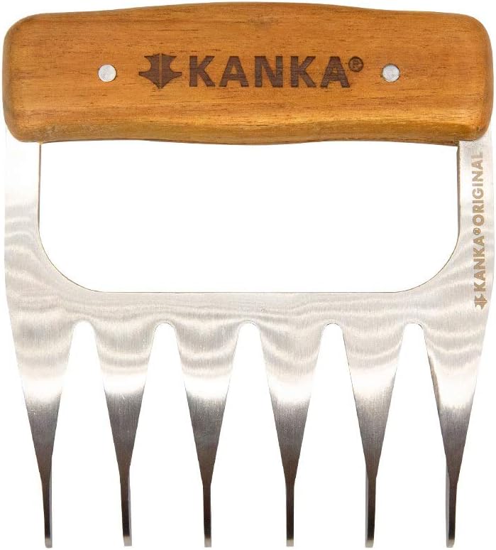 KANKA Grill Meat Shredder Claws - 5X Thicker Professional Stainless Steel BBQ Claws for Effortless Shredding and Cutting of Pulled Pork, Chicken, Turkey, Beef - Set of 2 with Durable Wood Handles - Lumora Garden