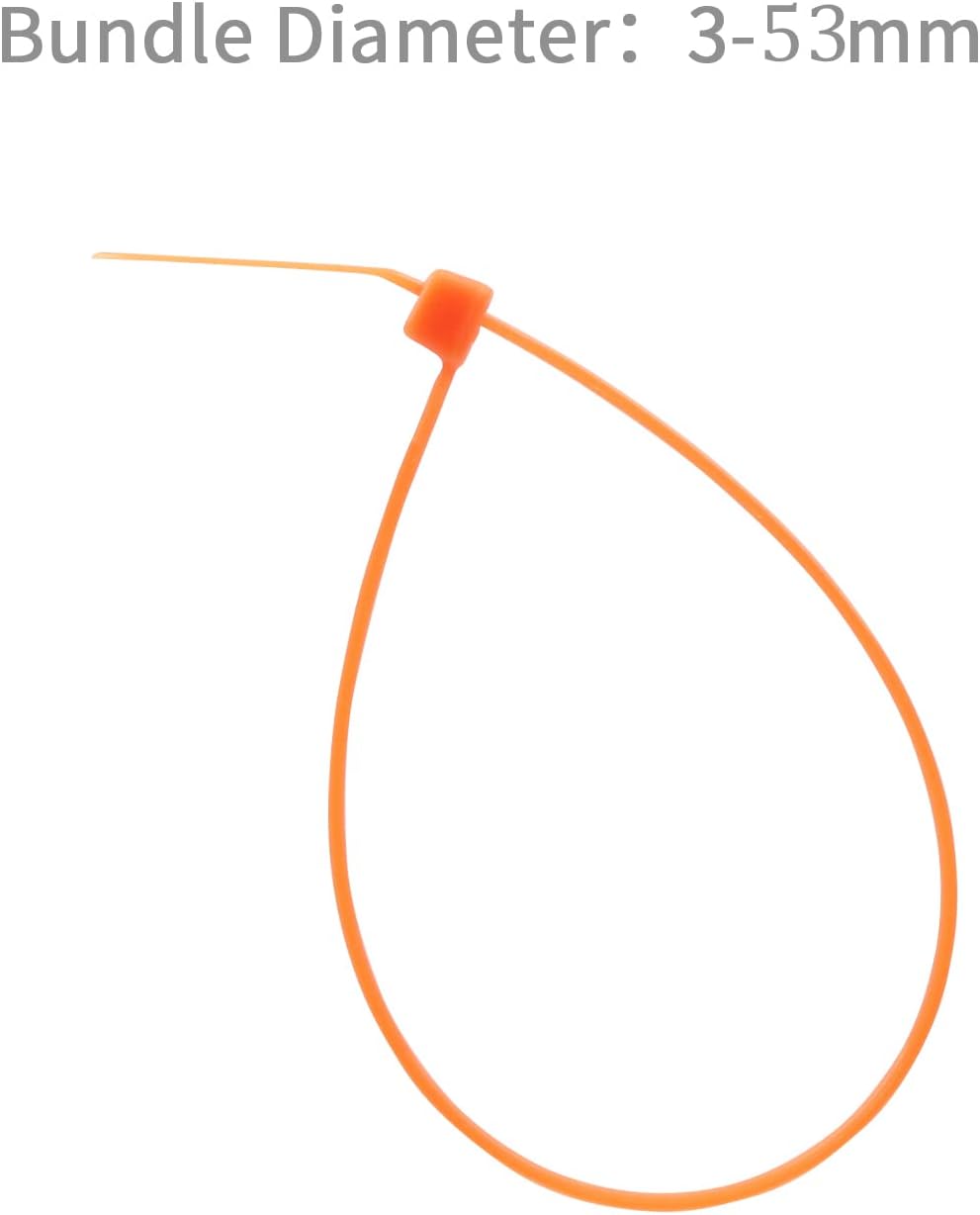 XINGO 1000 PCS Orange Zip Ties 8 Inch, 60 LBS Tensile Strength, Self-Locking Nylon Plastic Nylon PA66 Wire Ties for Indoor and Outdoor Use