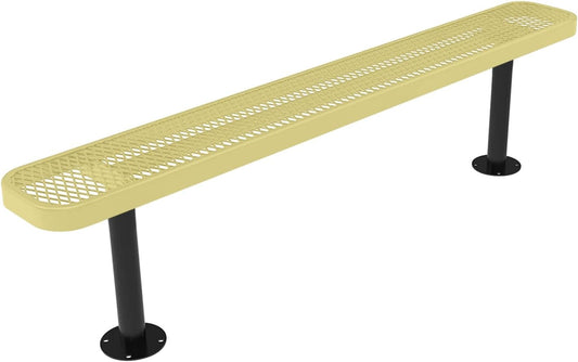 Heavy-Duty Outdoor Bench Thermoplastic Coated, Expanded Metal, Commercial-Grade Seating, Made in America (Surface Without Back, 6 Ft, Textured Sandstone)